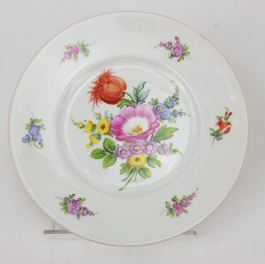 Victorian Circa 1890 Dresden Hand Painted Floral Plate