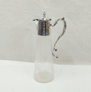 Victorian Elkington 1888 Silver Plated Cut Glass Claret Jug