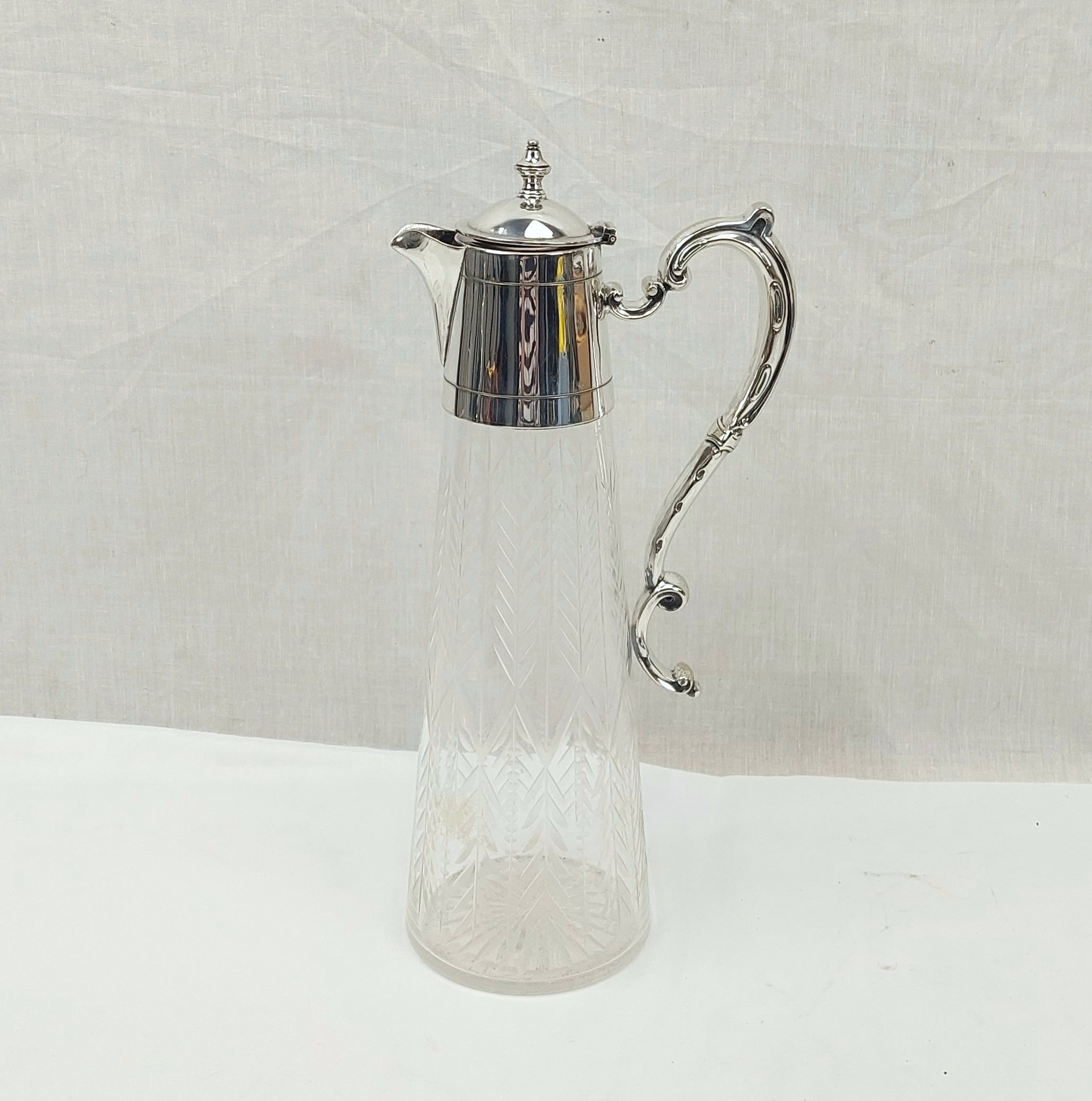 Victorian Elkington 1888 Silver Plated Cut Glass Claret Jug