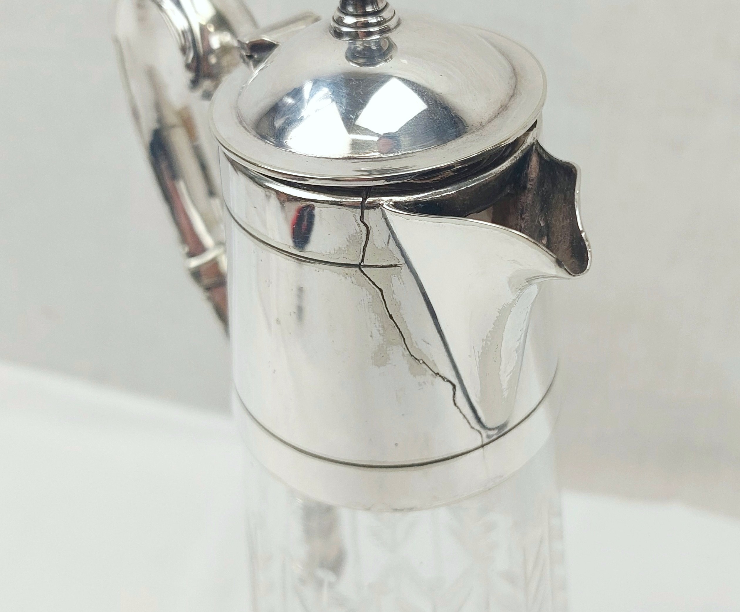 Victorian Elkington 1888 Silver Plated Cut Glass Claret Jug - Image 4