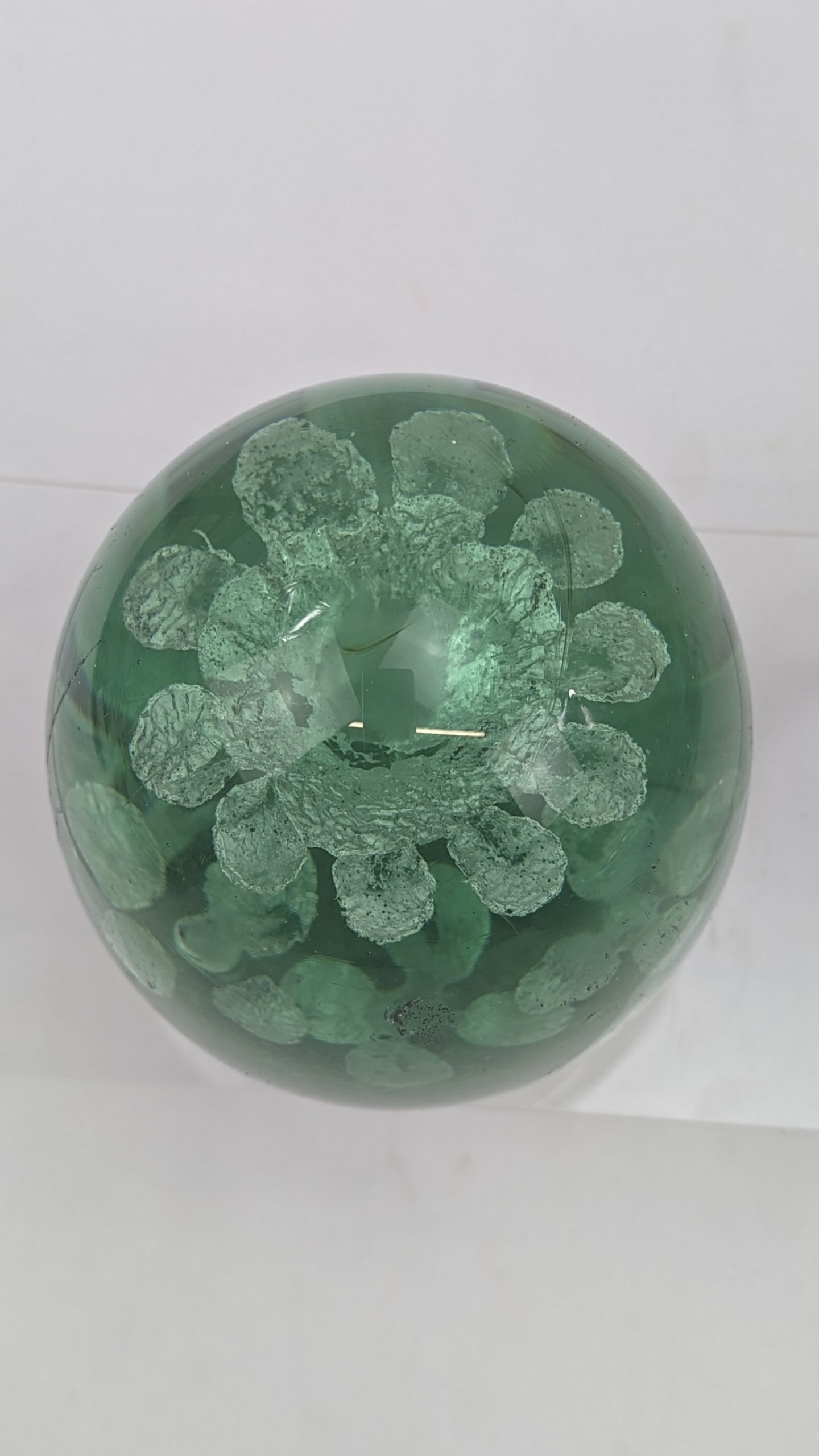 Victorian Green Glass Dump Floral Paperweight - Image 6