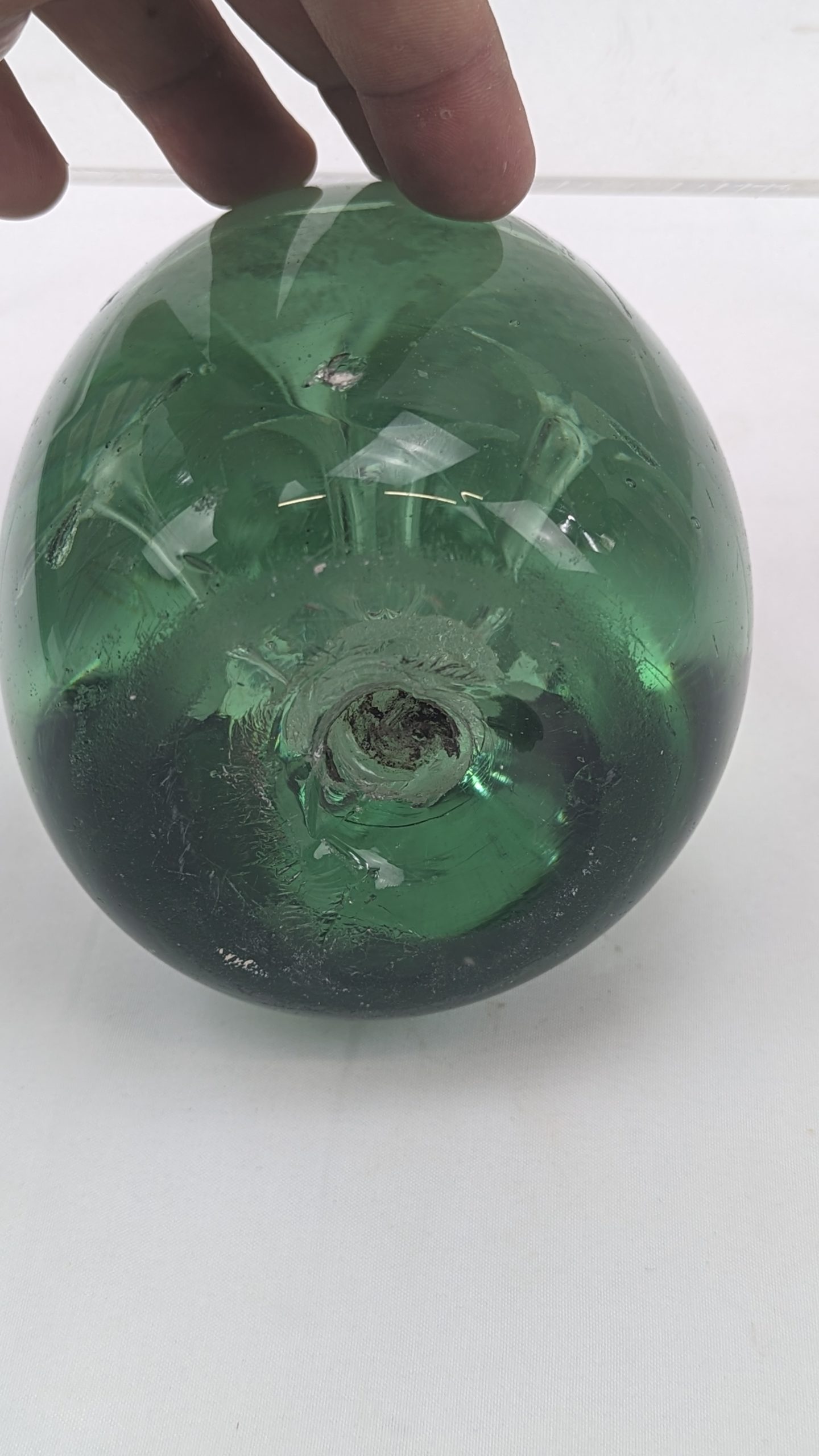 Victorian Green Glass Dump Floral Paperweight - Image 5