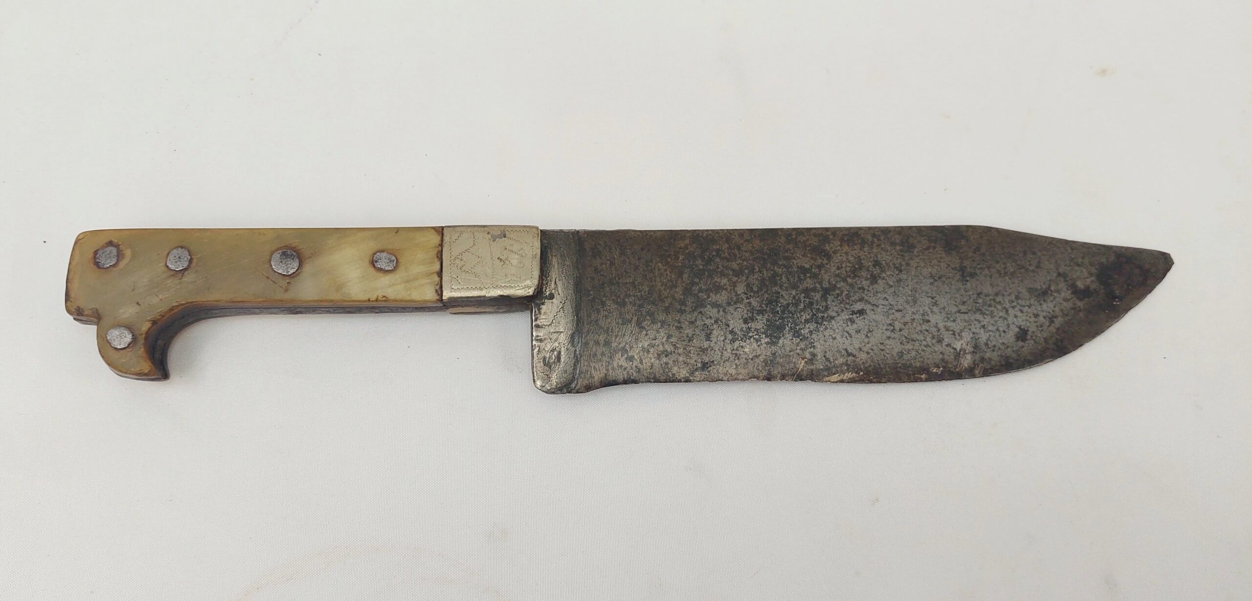 WW1 Trench Made Bowie Knife With Horn Grips