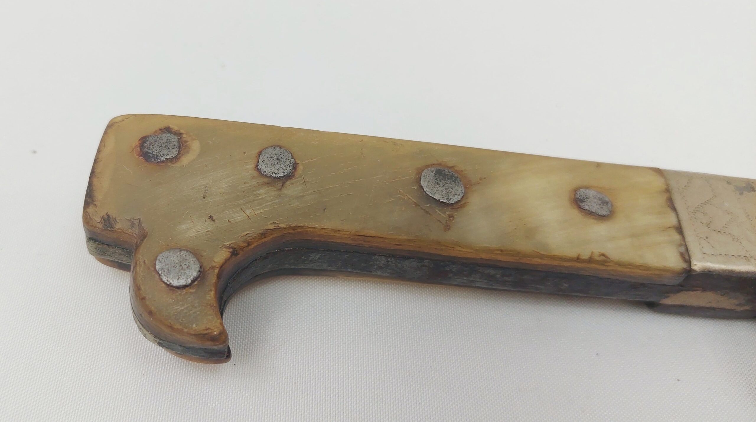 WW1 Trench Made Bowie Knife With Horn Grips - Image 4