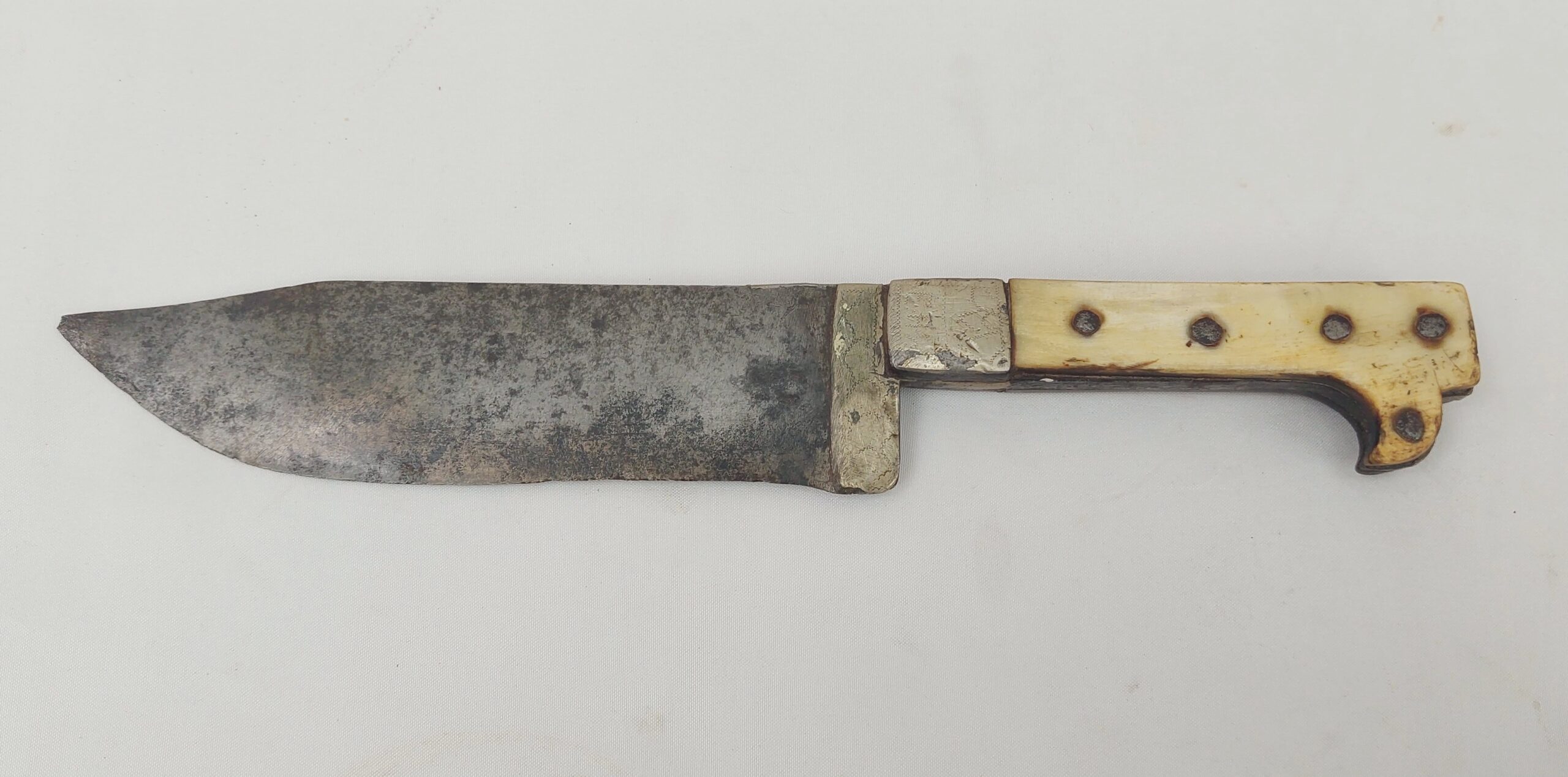 WW1 Trench Made Bowie Knife With Horn Grips - Image 2