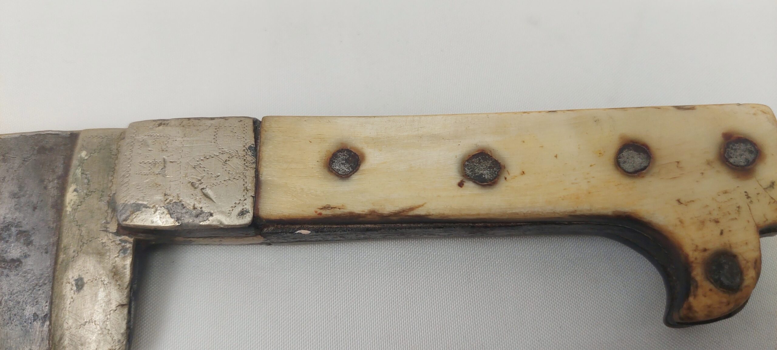WW1 Trench Made Bowie Knife With Horn Grips - Image 5