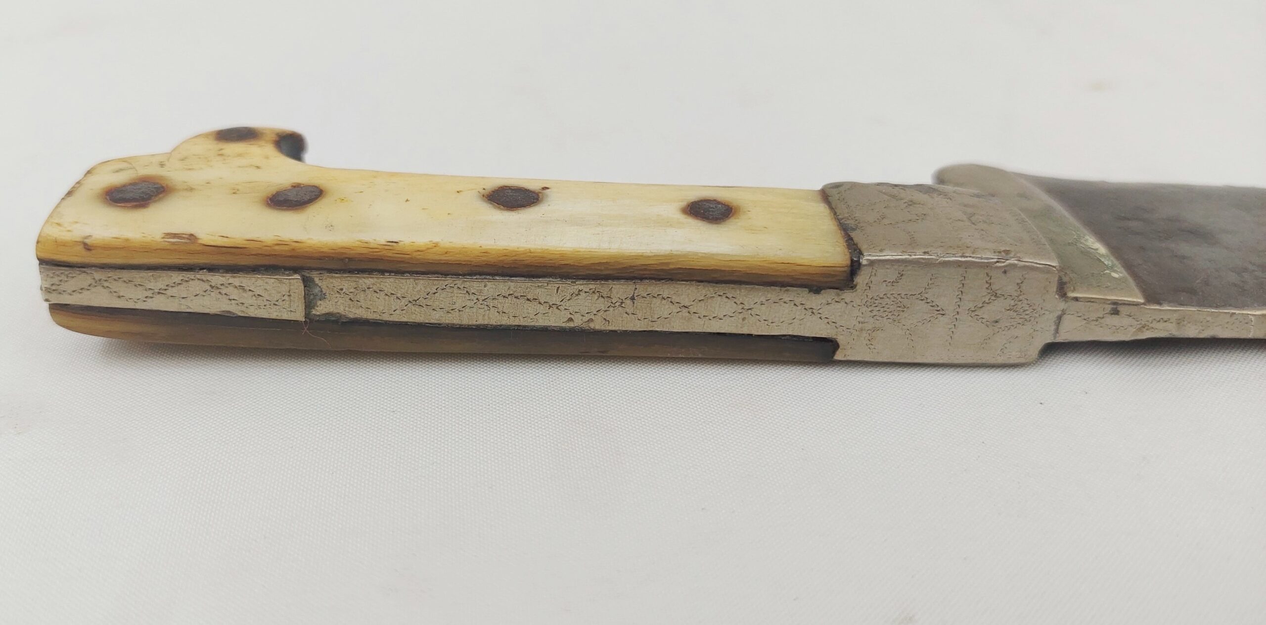 WW1 Trench Made Bowie Knife With Horn Grips - Image 3