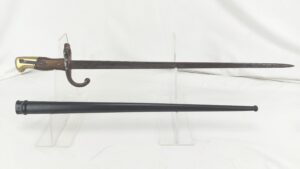 1874 Pattern French Gras Bayonet and Scabbard. Maker and date marked 1877 with matching serial numbers