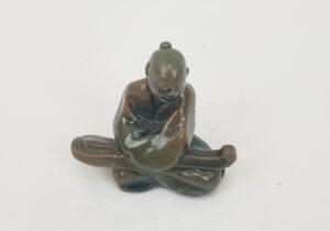 18th Century Chinese Yixing Clay Buddha Playing A Pipa Lute