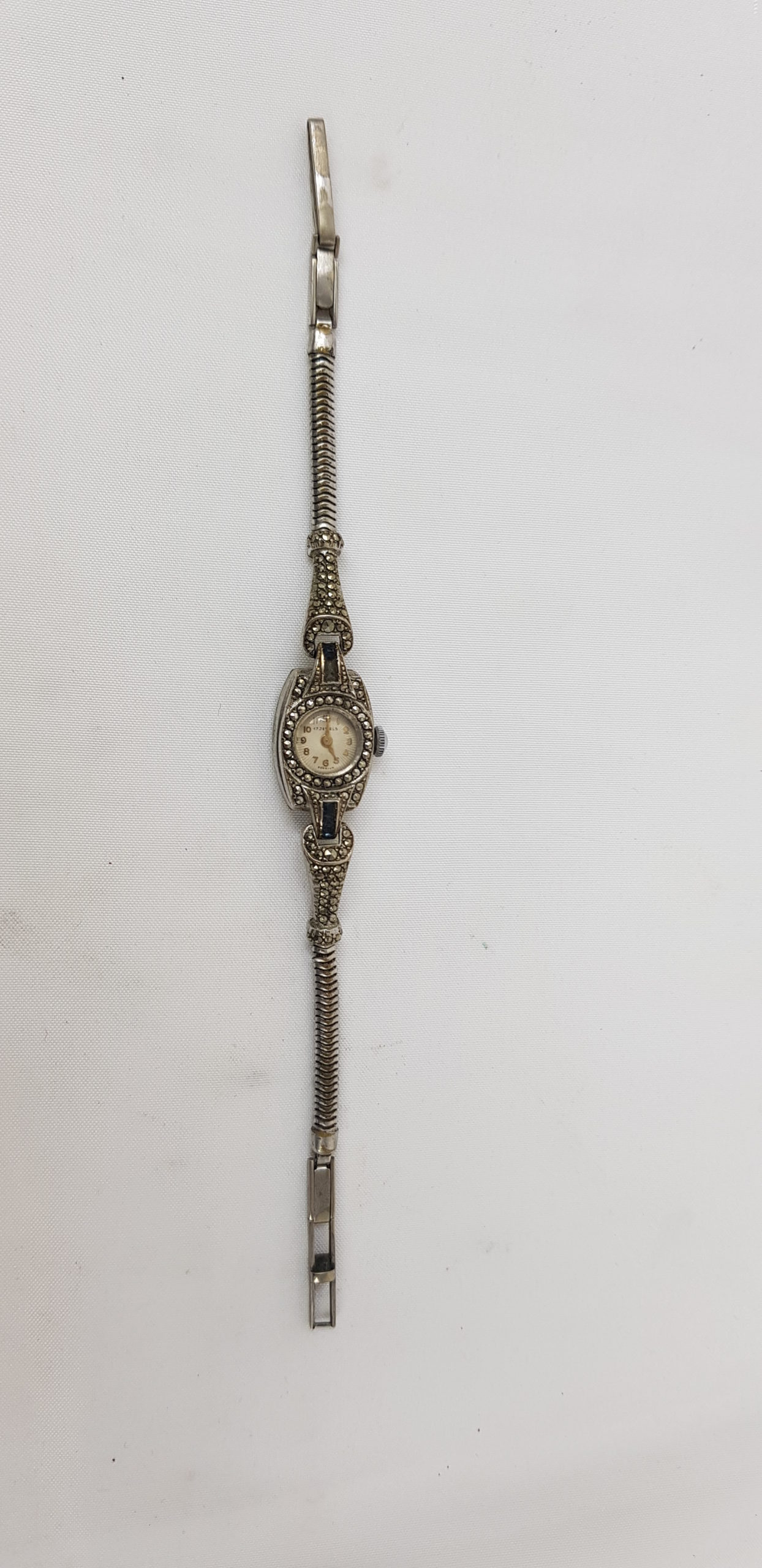 1930s Art Deco White Metal And Marcasite Ladies Cocktail Watch - Image 7