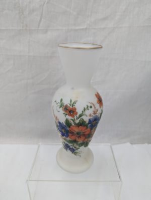 1970s Murano Glass Opaque Floral Glass Vase
