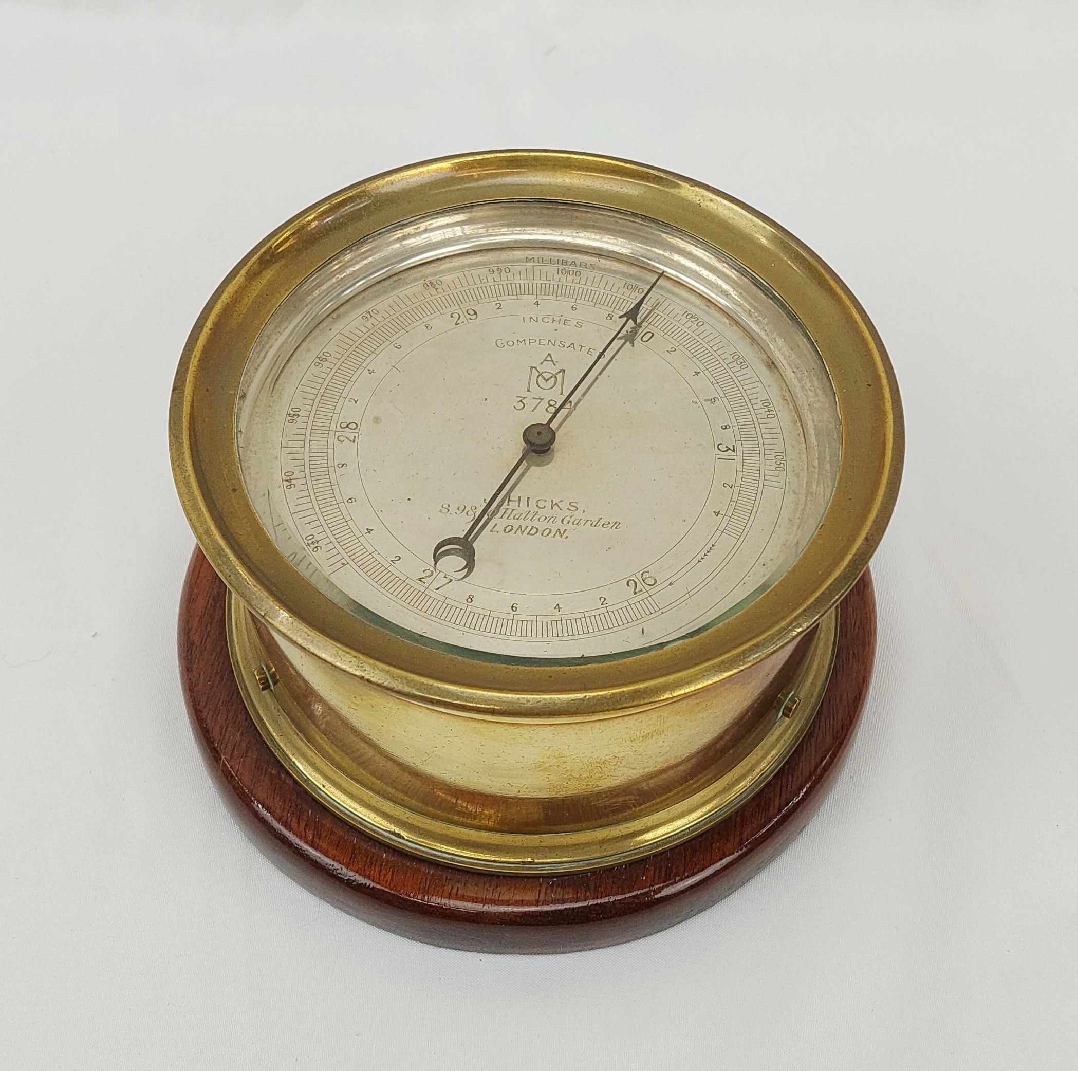 Circa 1880 Ships Brass Barometer By J Hicks Of London