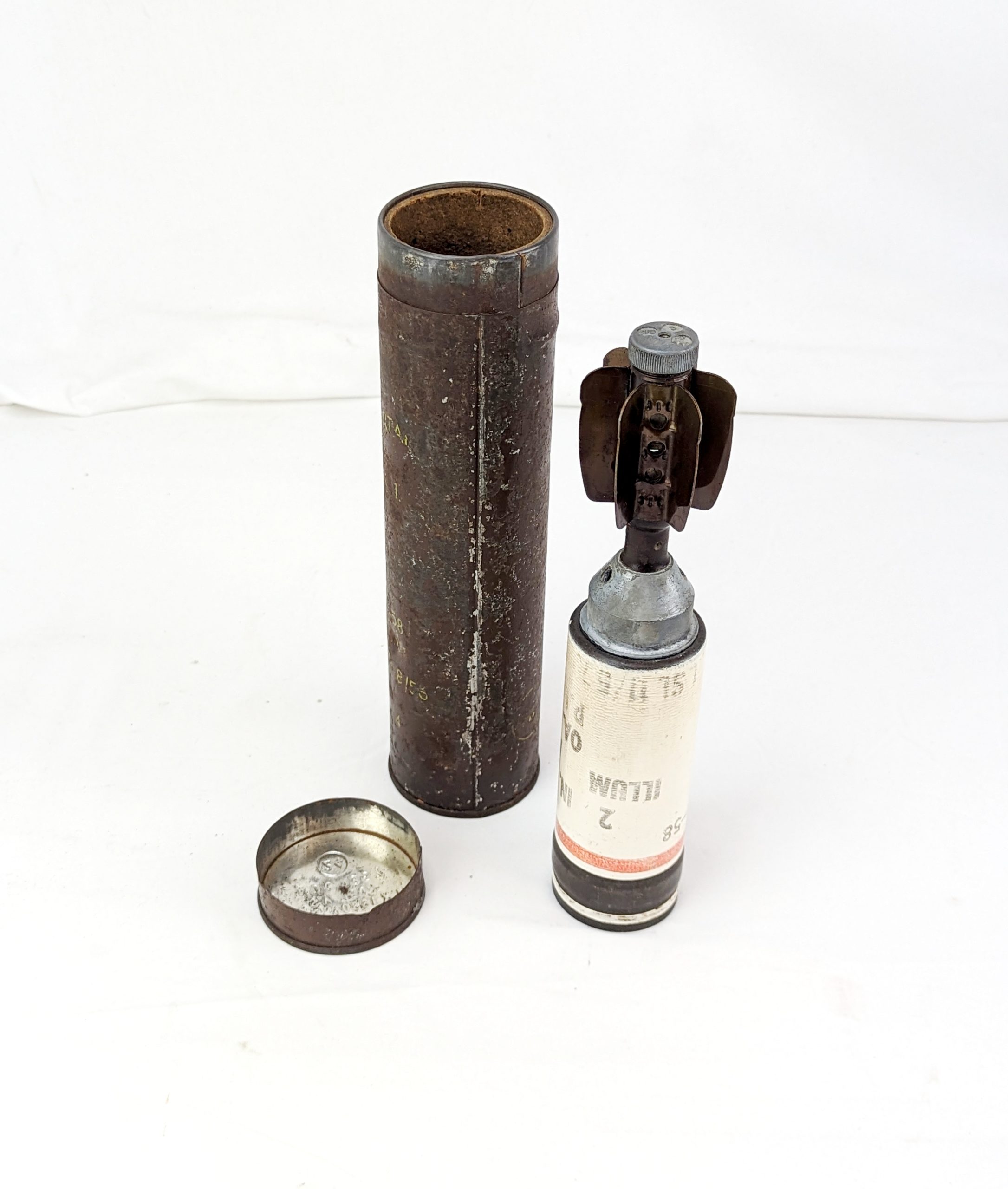 Post-War Parachute Illumination Mortar Inert Mk 2/1 Shell in Case