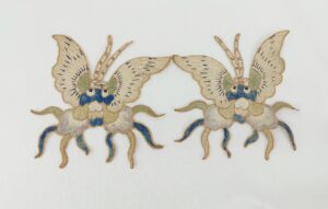 Pair of 18th Century Chinese Silk Embroidered Ming Dragon Robe Patches
