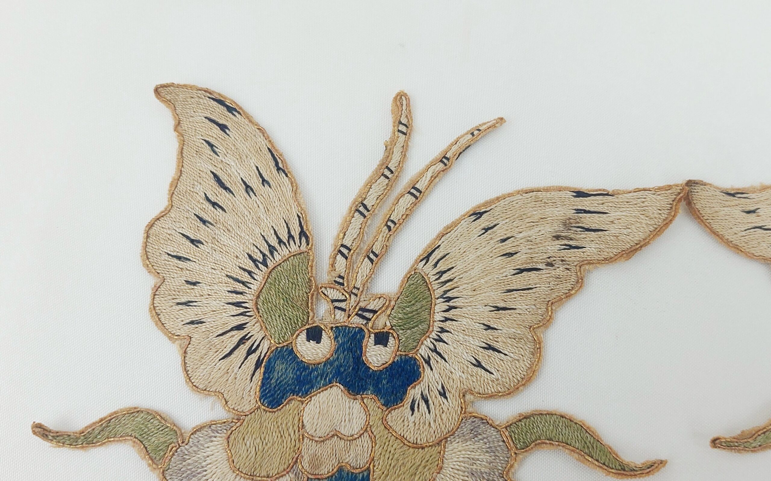 Pair of 18th Century Chinese Silk Embroidered Ming Dragon Robe Patches - Image 2