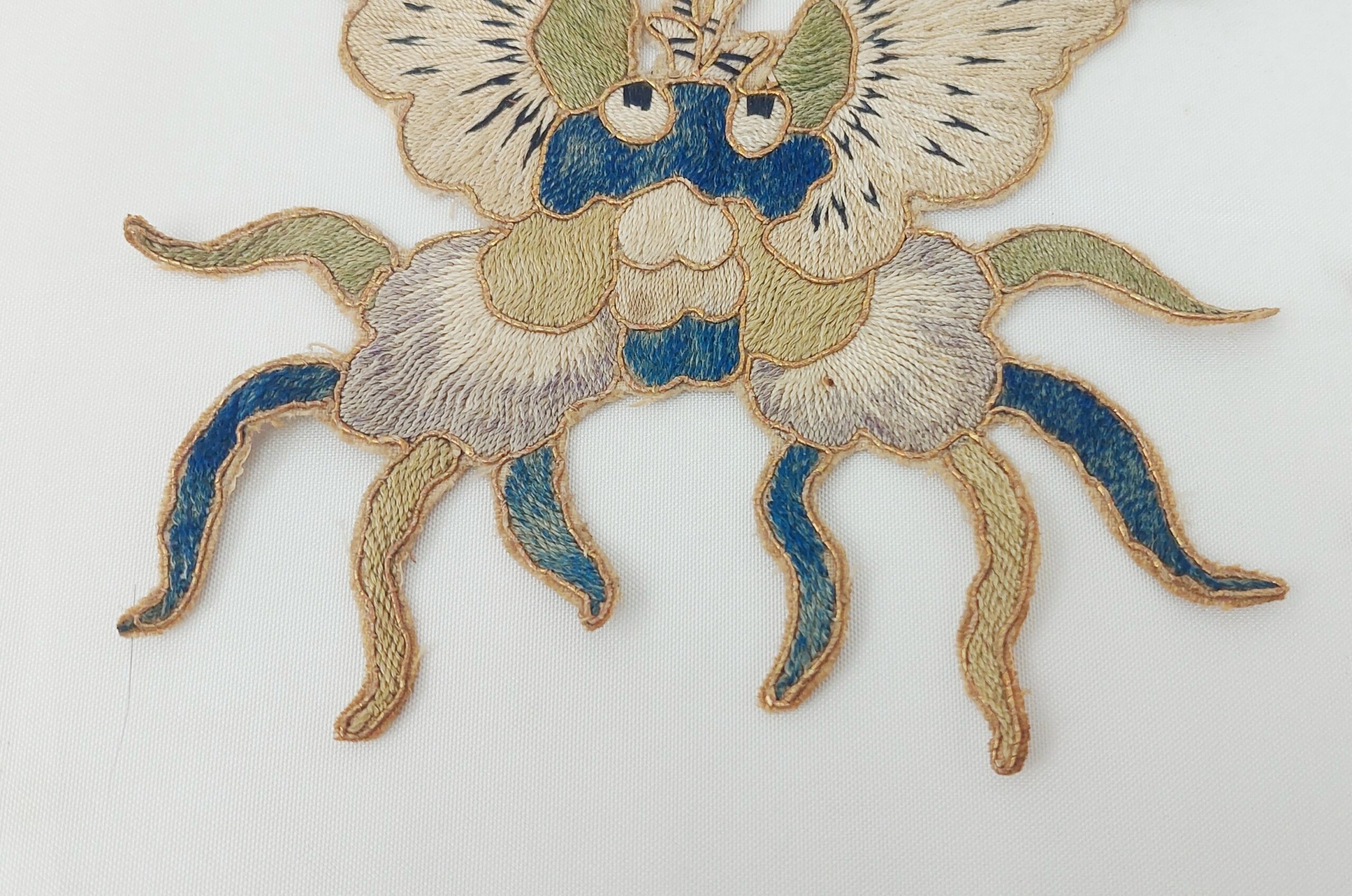 Pair of 18th Century Chinese Silk Embroidered Ming Dragon Robe Patches - Image 3