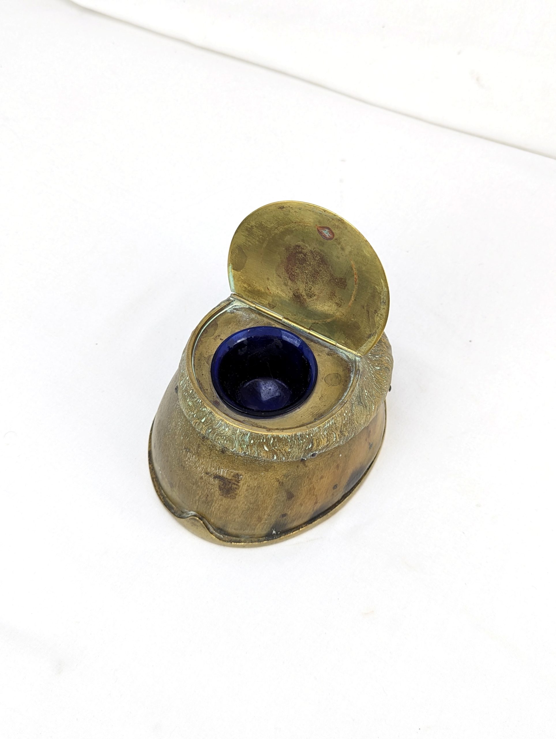 Brass Mounted Antique Horse Hoof Inkwell - Image 6