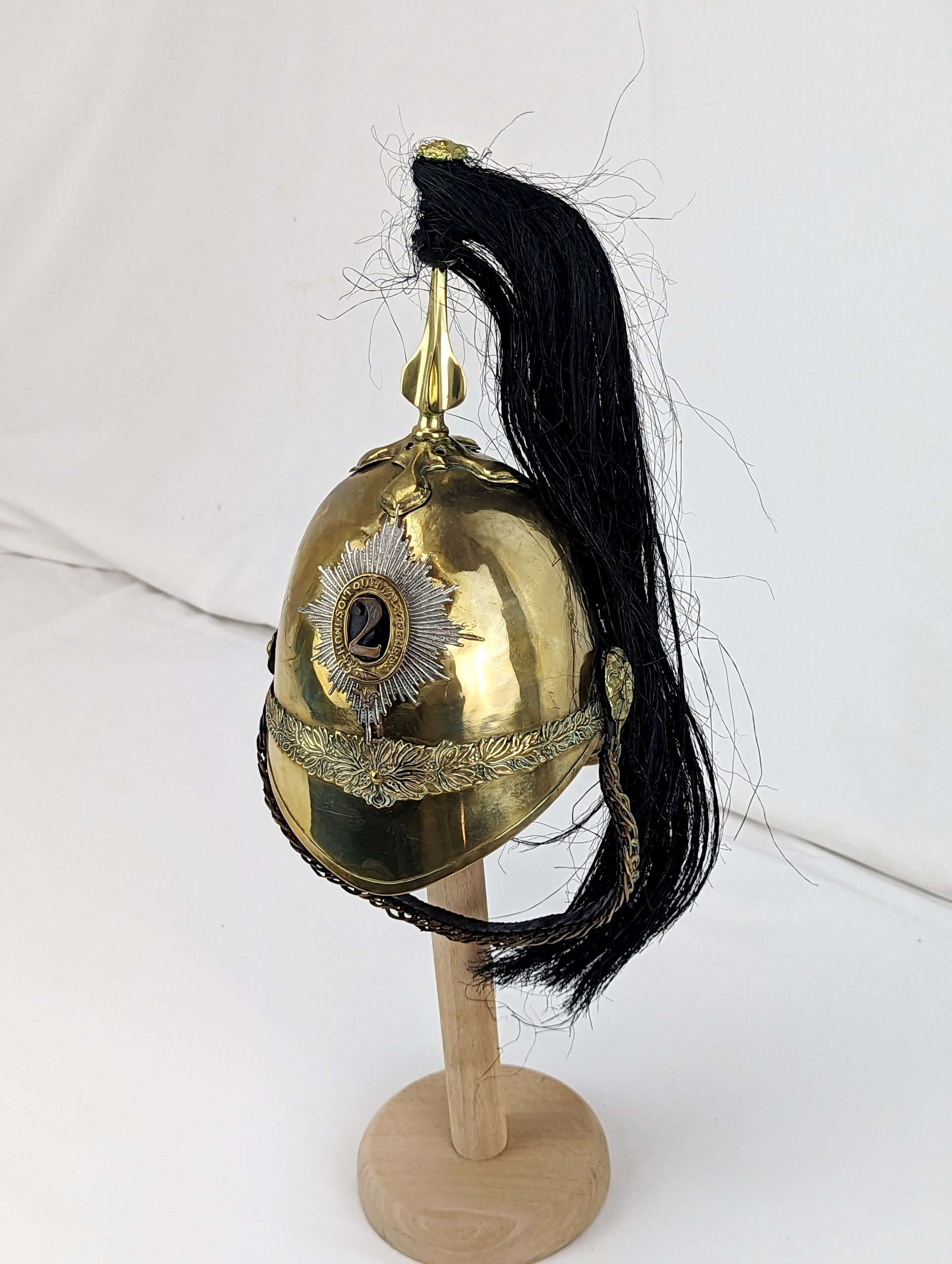 Victorian Display Model of 2nd Dragoon Guards Gilt Albert Helmet