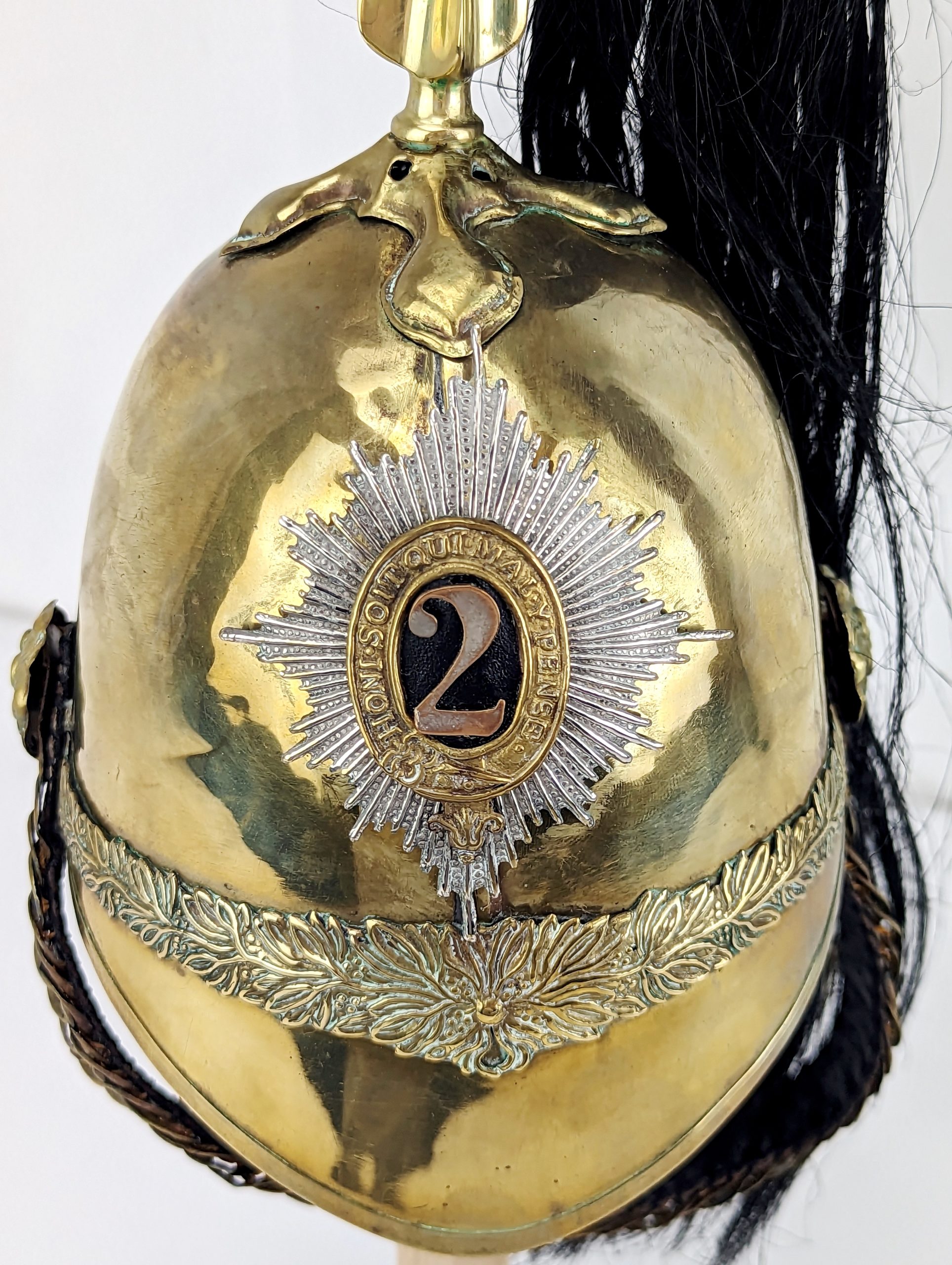 Victorian Display Model of 2nd Dragoon Guards Gilt Albert Helmet - Image 3