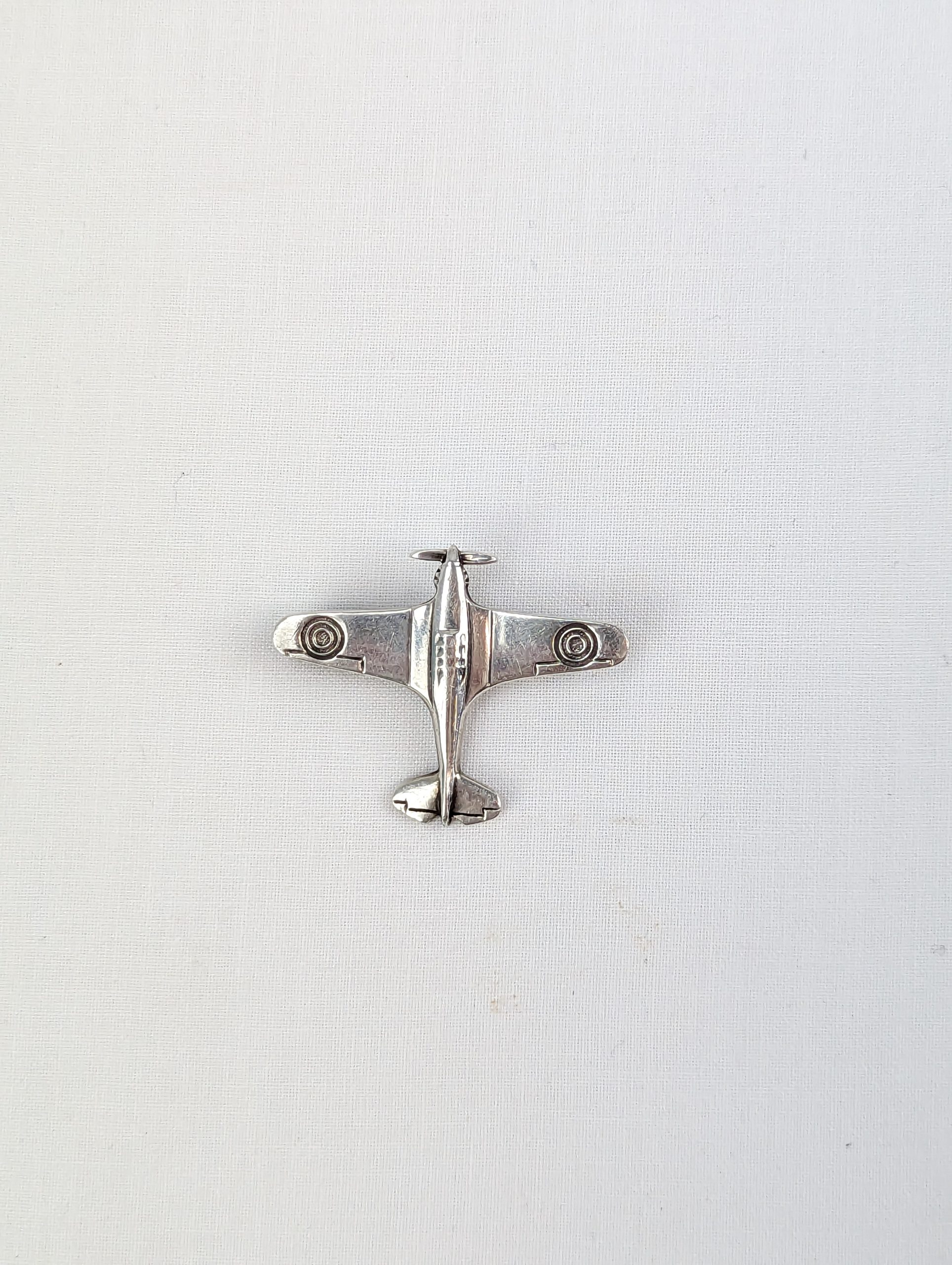 WW2 Sterling Silver Spitfire Brooch - Image 6