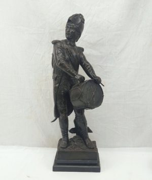 Tall Bronze Of 19th Century French Drummer Soldier By E H Dumatge