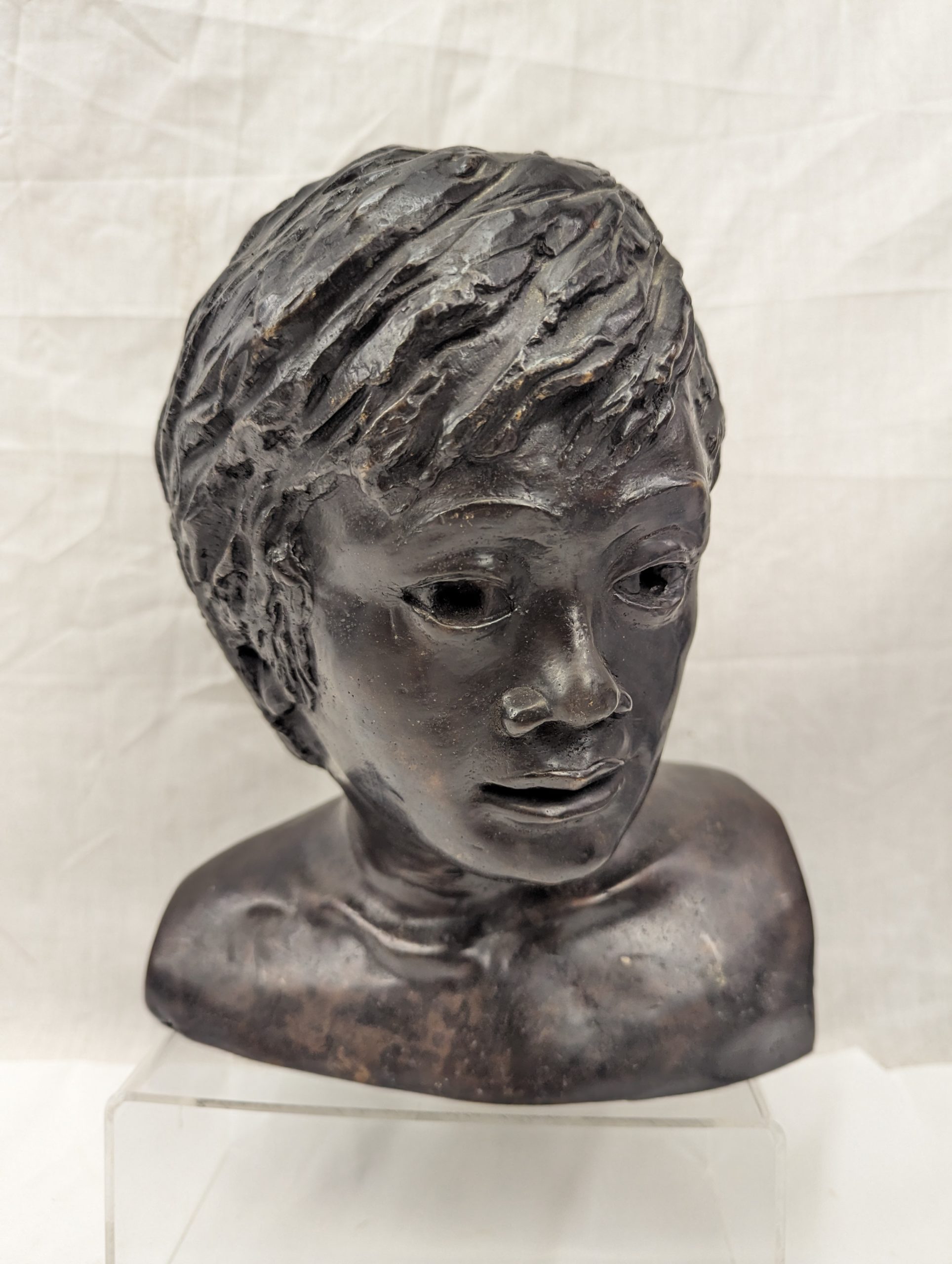 Vintage Bronze Bust Of A Young Lady