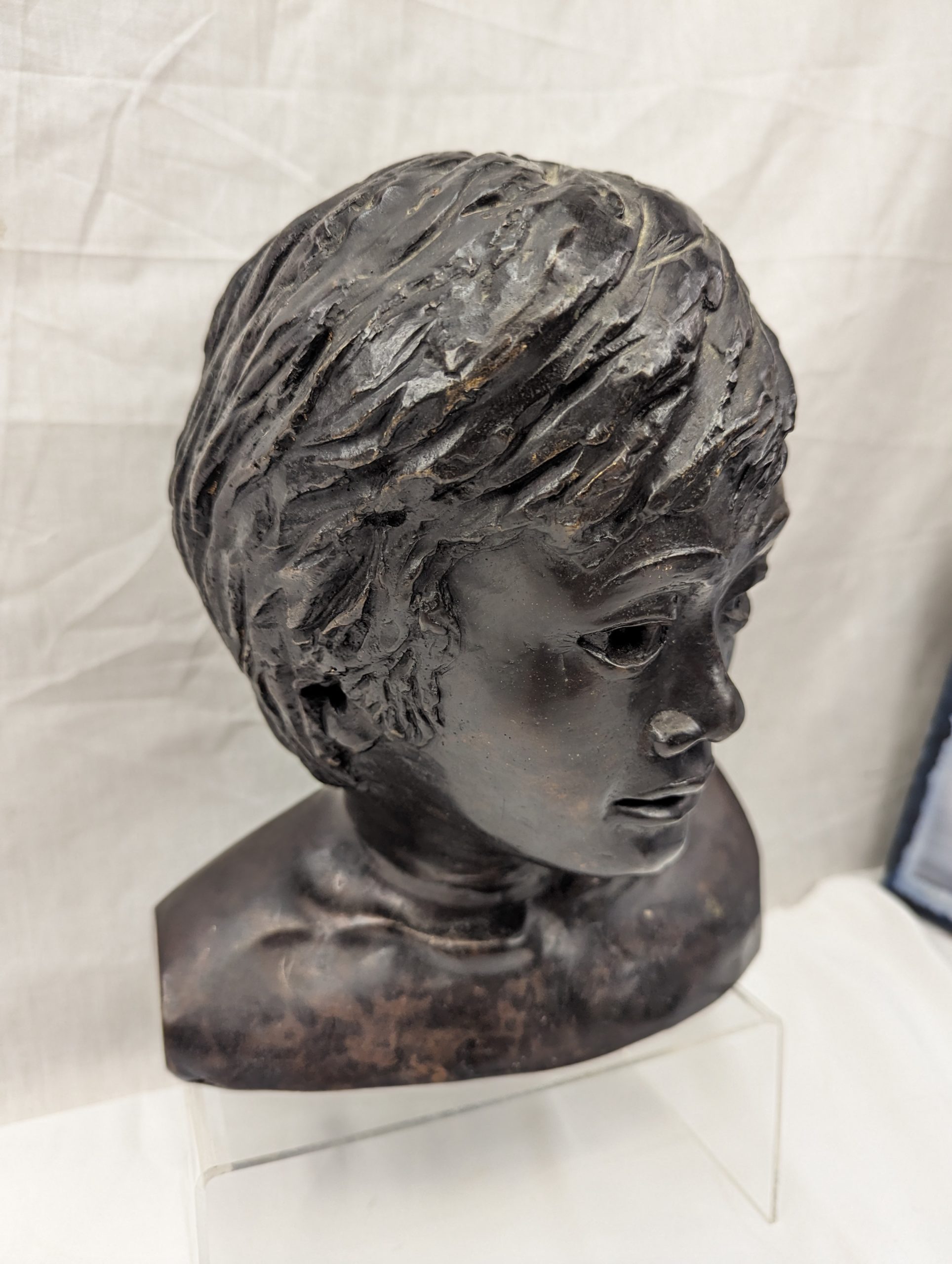 Vintage Bronze Bust Of A Young Lady - Image 2