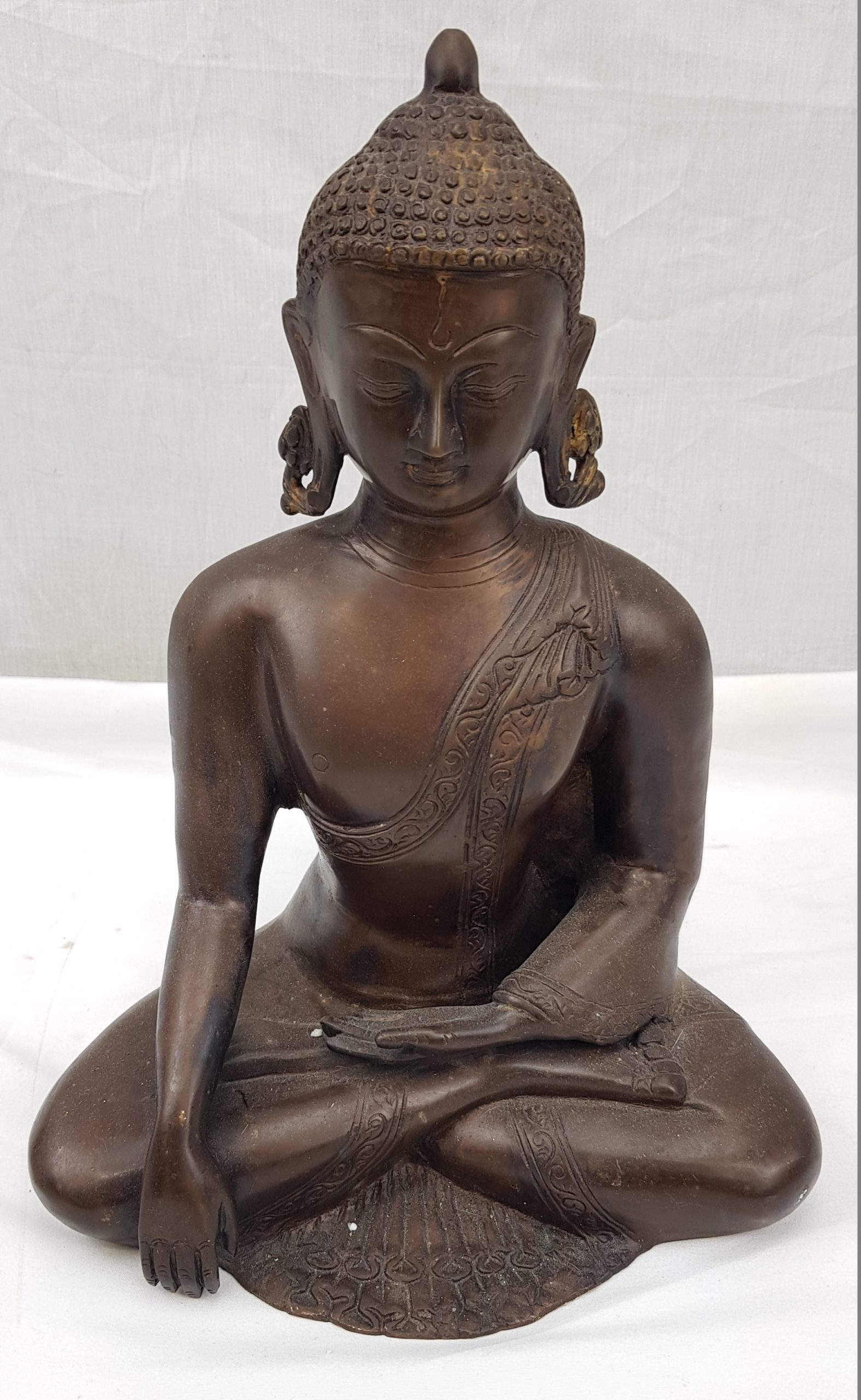 Vintage Bronze Bust Of The Seated Buddha Statue