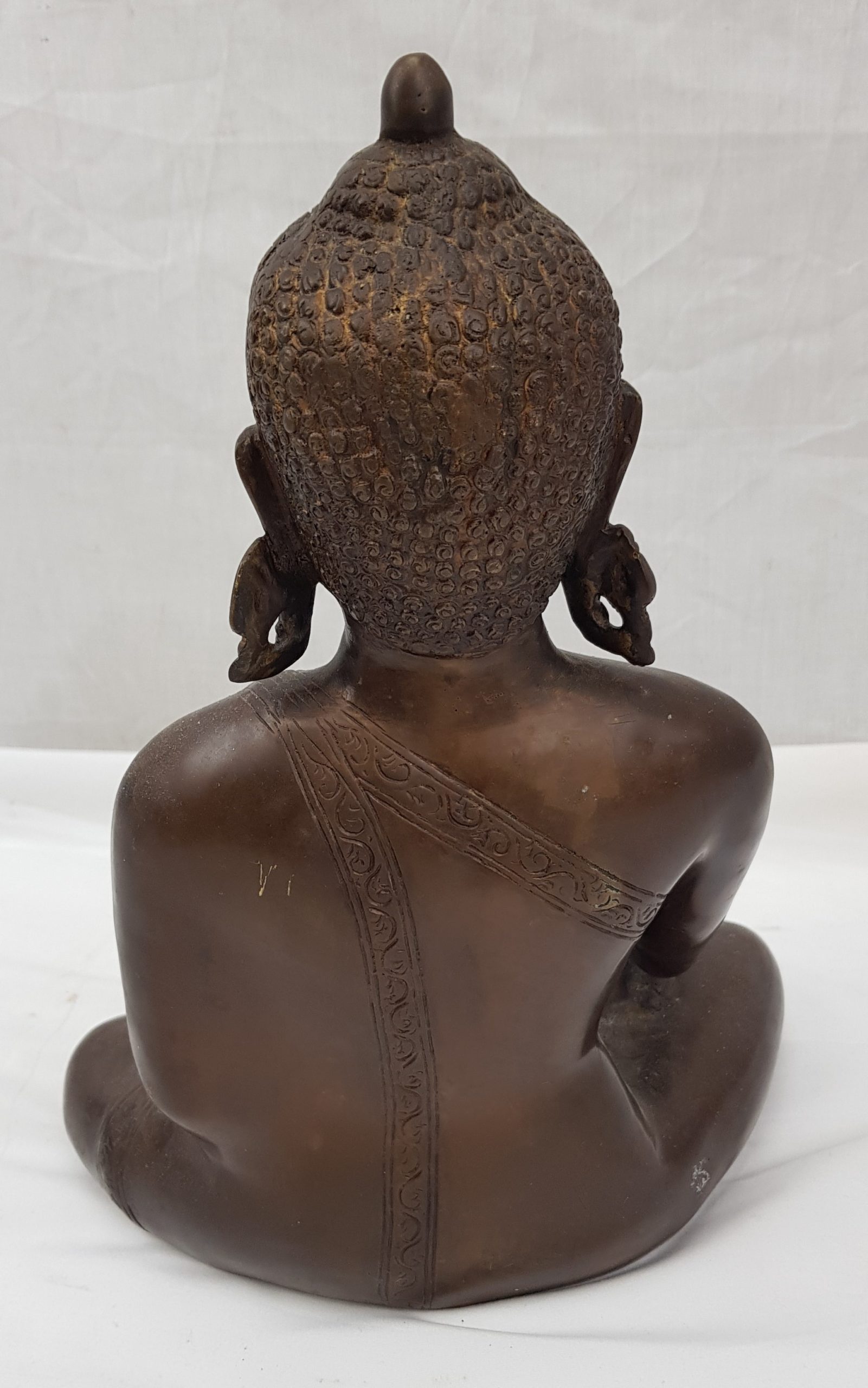 Vintage Bronze Bust Of The Seated Buddha Statue - Image 3