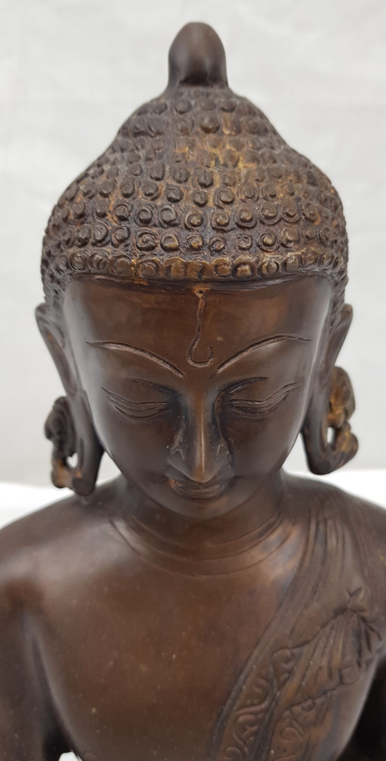 Vintage Bronze Bust Of The Seated Buddha Statue - Image 2