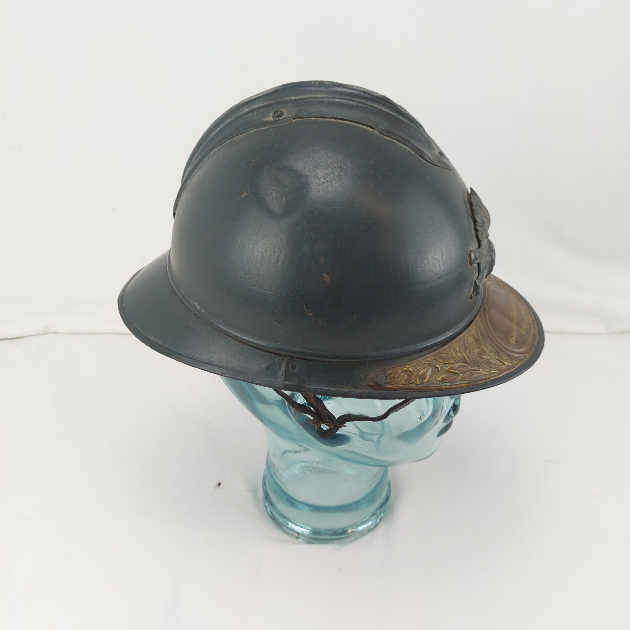 WW1 French Infantry Adrian Helmet with Souvenir Plaque "Soldat De La Grande Guerre 1914-1918 - Image 4