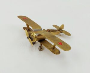 WW2 Trench Art Brass Model Of A Russian Polikarpov I-153 Fighter