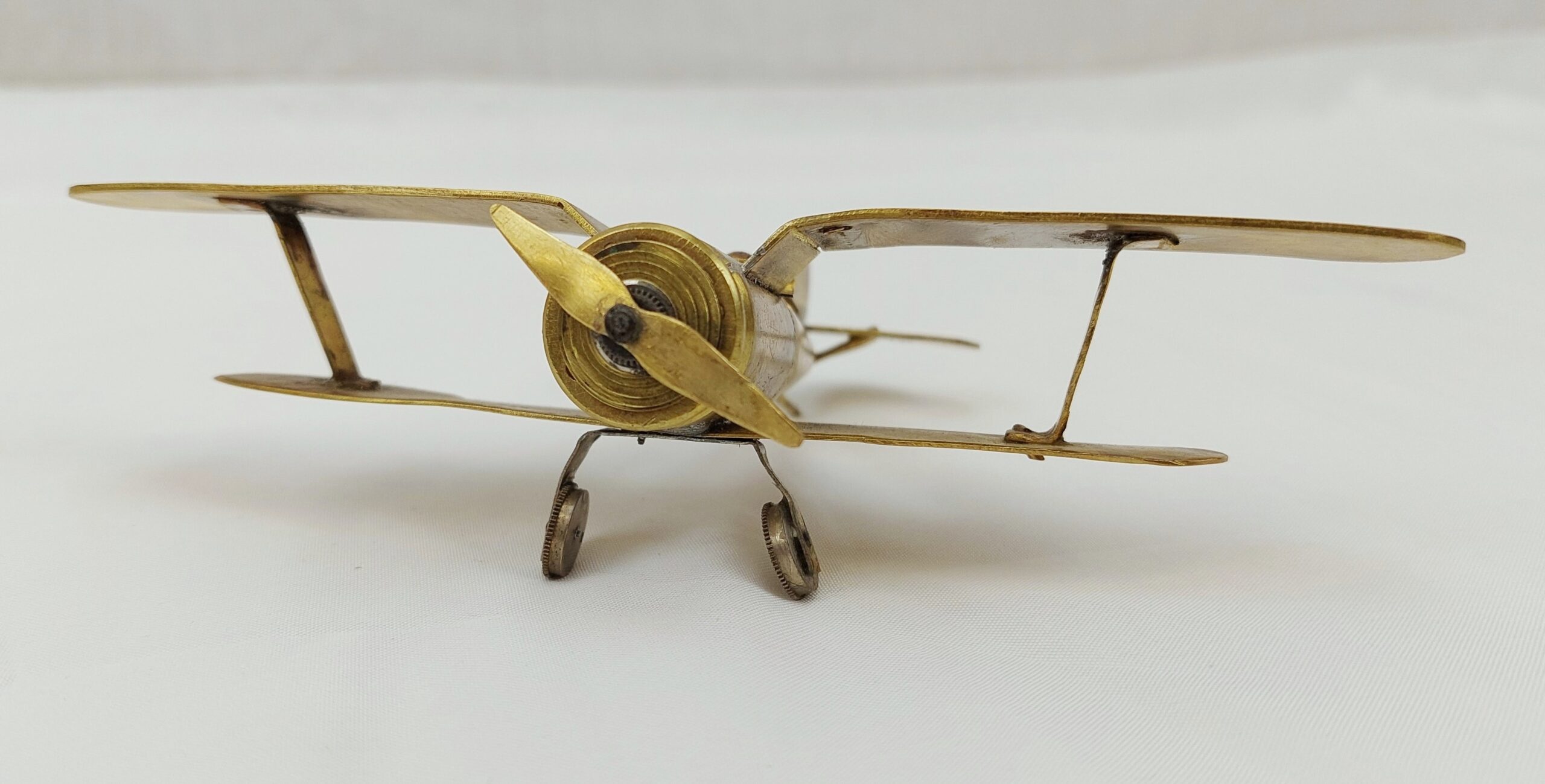 WW2 Trench Art Brass Model Of A Russian Polikarpov I-153 Fighter - Image 2
