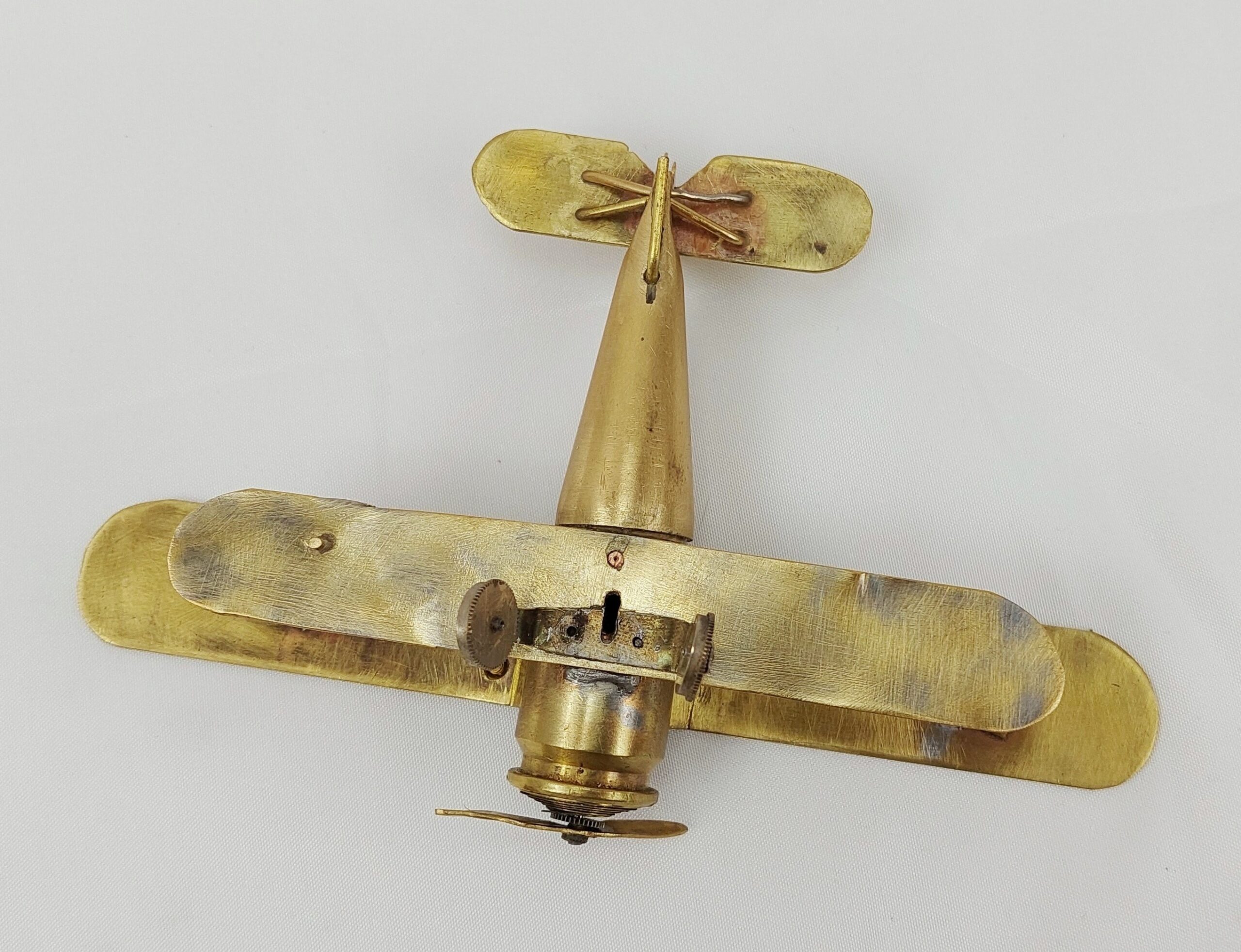 WW2 Trench Art Brass Model Of A Russian Polikarpov I-153 Fighter - Image 5