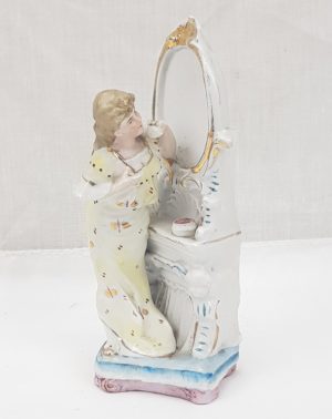 c1880 Staffordshire Figurine Of A Young Lady By A Mirror