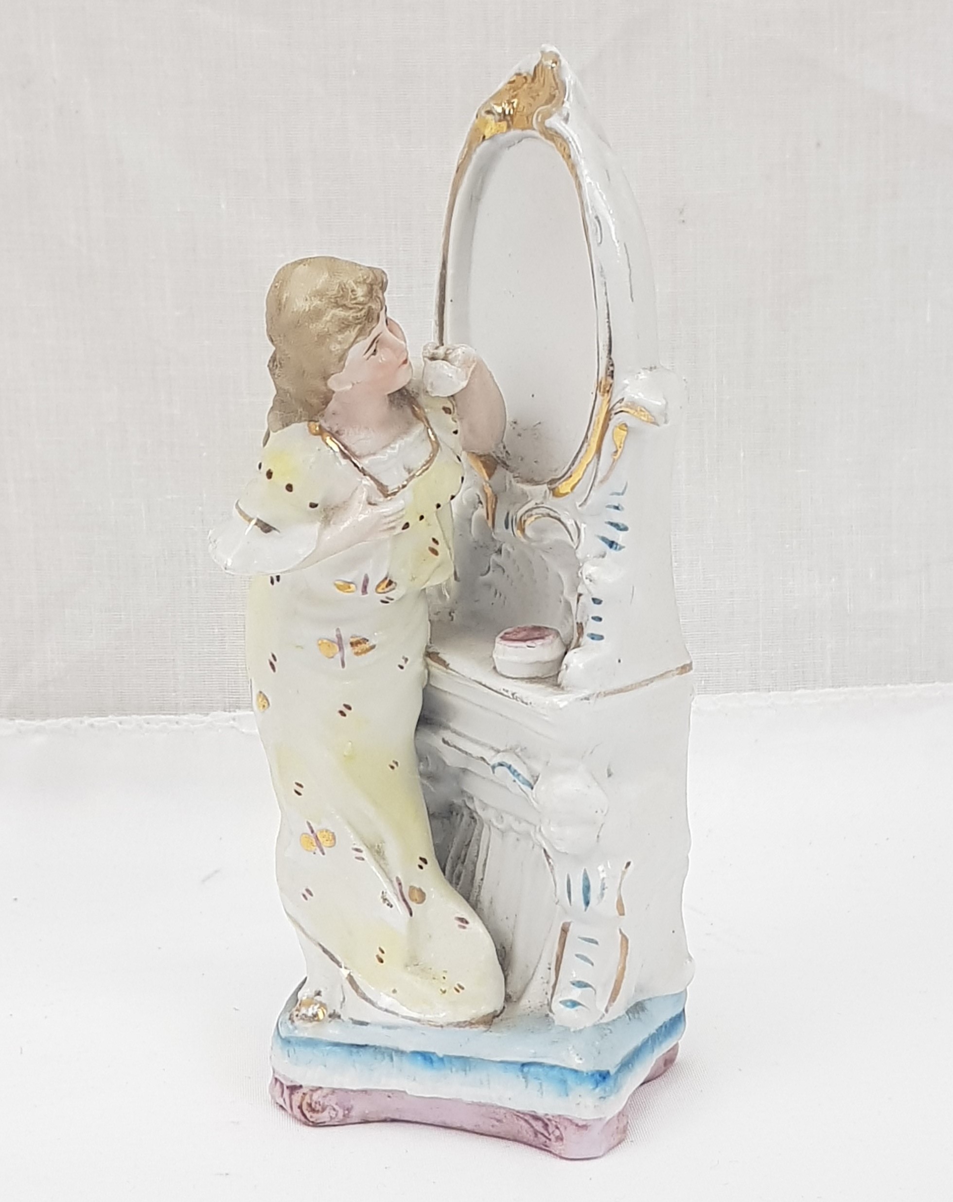 c1880 Staffordshire Figurine Of A Young Lady By A Mirror