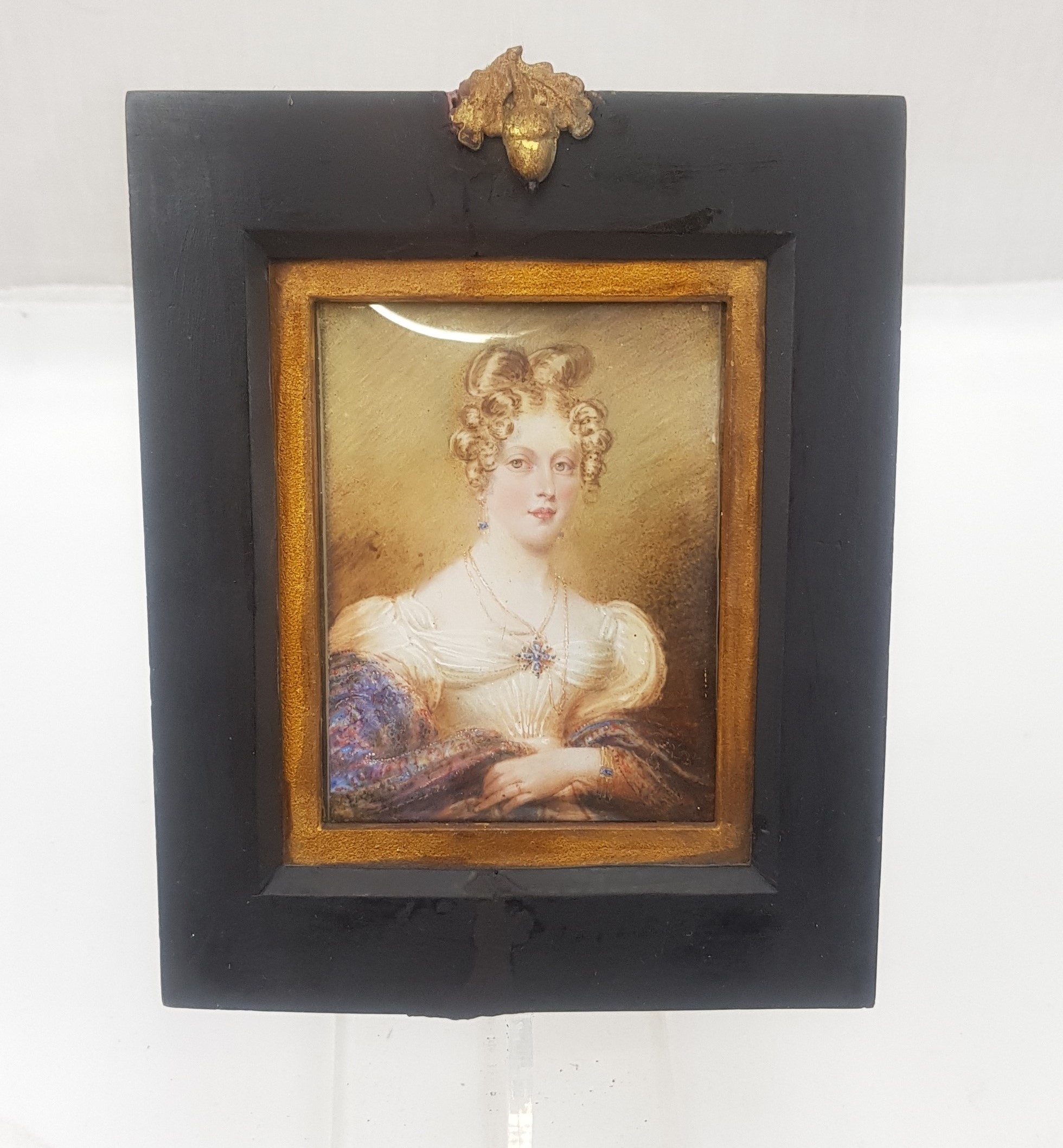1831 Miniature Portrait Of A Court Lady By Emma Elanora Kendrick