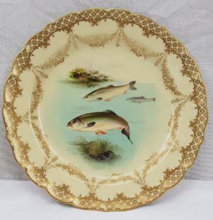 1913 Royal Worcester Hand Painted Plate Of Chub Fish By T Harris