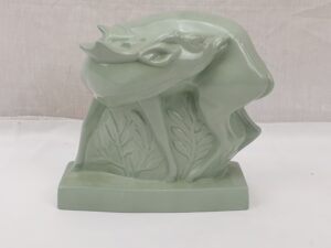 1930s Wedgwood Model Of A Fallow Deer In Pale Green Glaze By John Skeaping