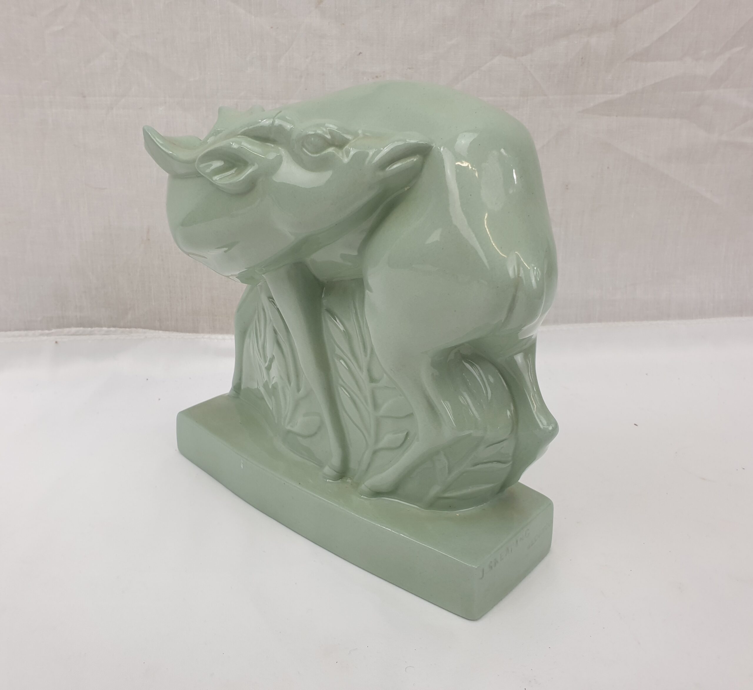 1930s Wedgwood Model Of A Fallow Deer In Pale Green Glaze By John Skeaping - Image 8