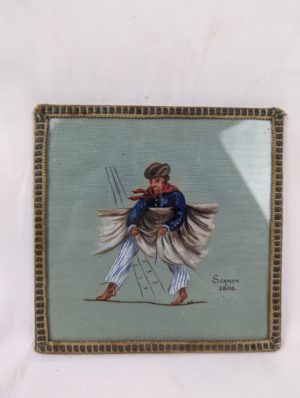 1940s Painting On Silk Of A Royal Navy Seaman 1806