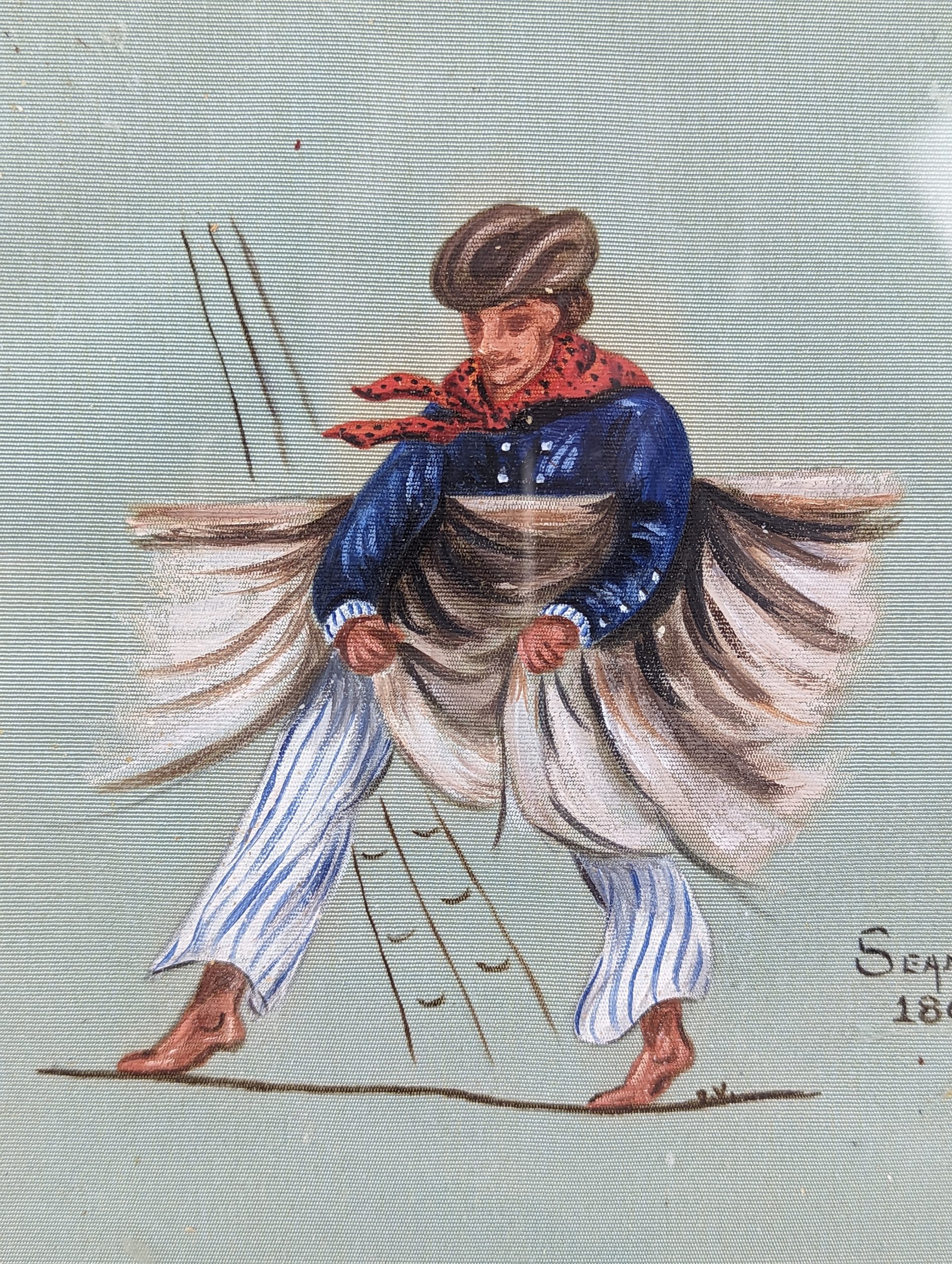 1940s Painting On Silk Of A Royal Navy Seaman 1806 - Image 2