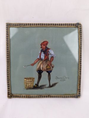 1940s Painting On Silk Of A Royal Navy Ships Cook 1770