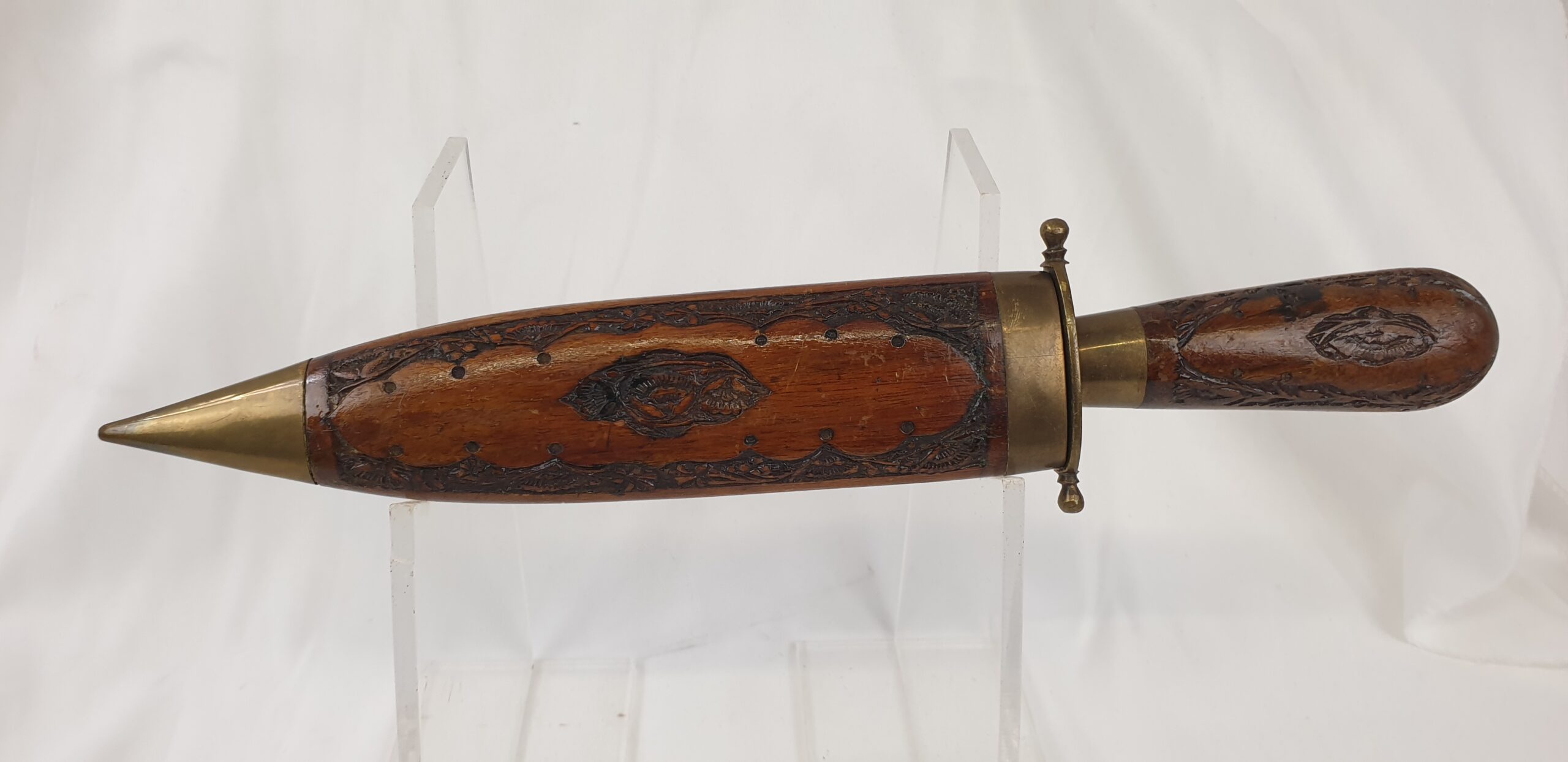 19th Century Indian Carved Wood Handle Stealth Knife - Image 2