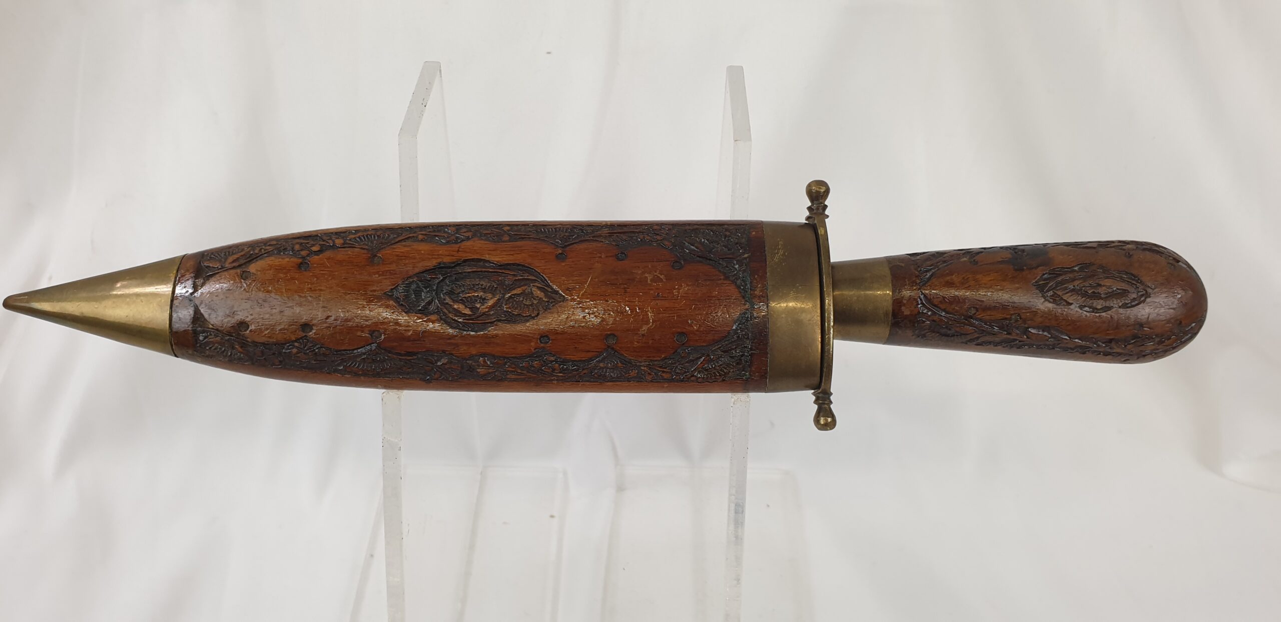 19th Century Indian Carved Wood Handle Stealth Knife - Image 3