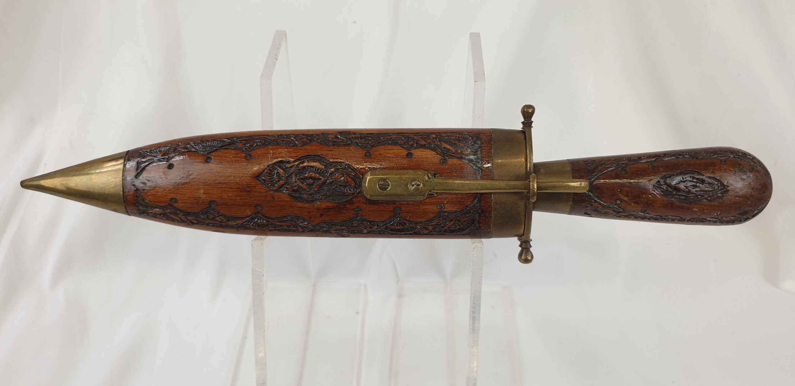 19th Century Indian Carved Wood Handle Stealth Knife - Image 4