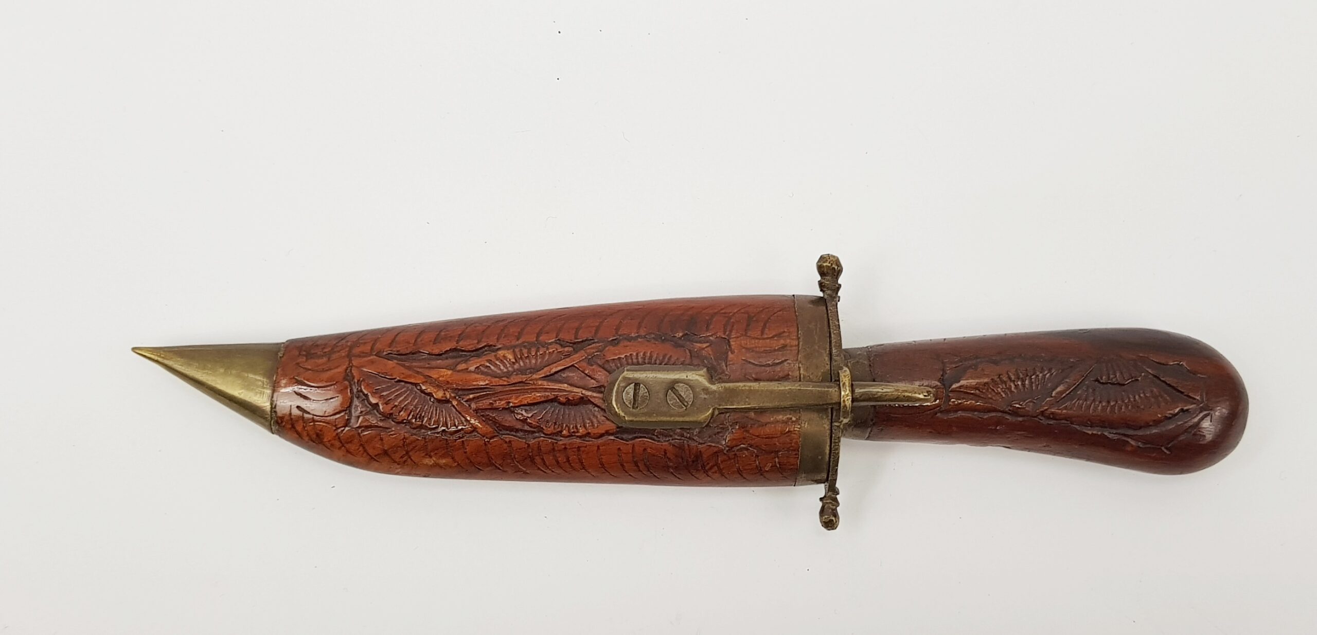 Far East Stainless Steel Hunting Knife In Wooden Scabbard