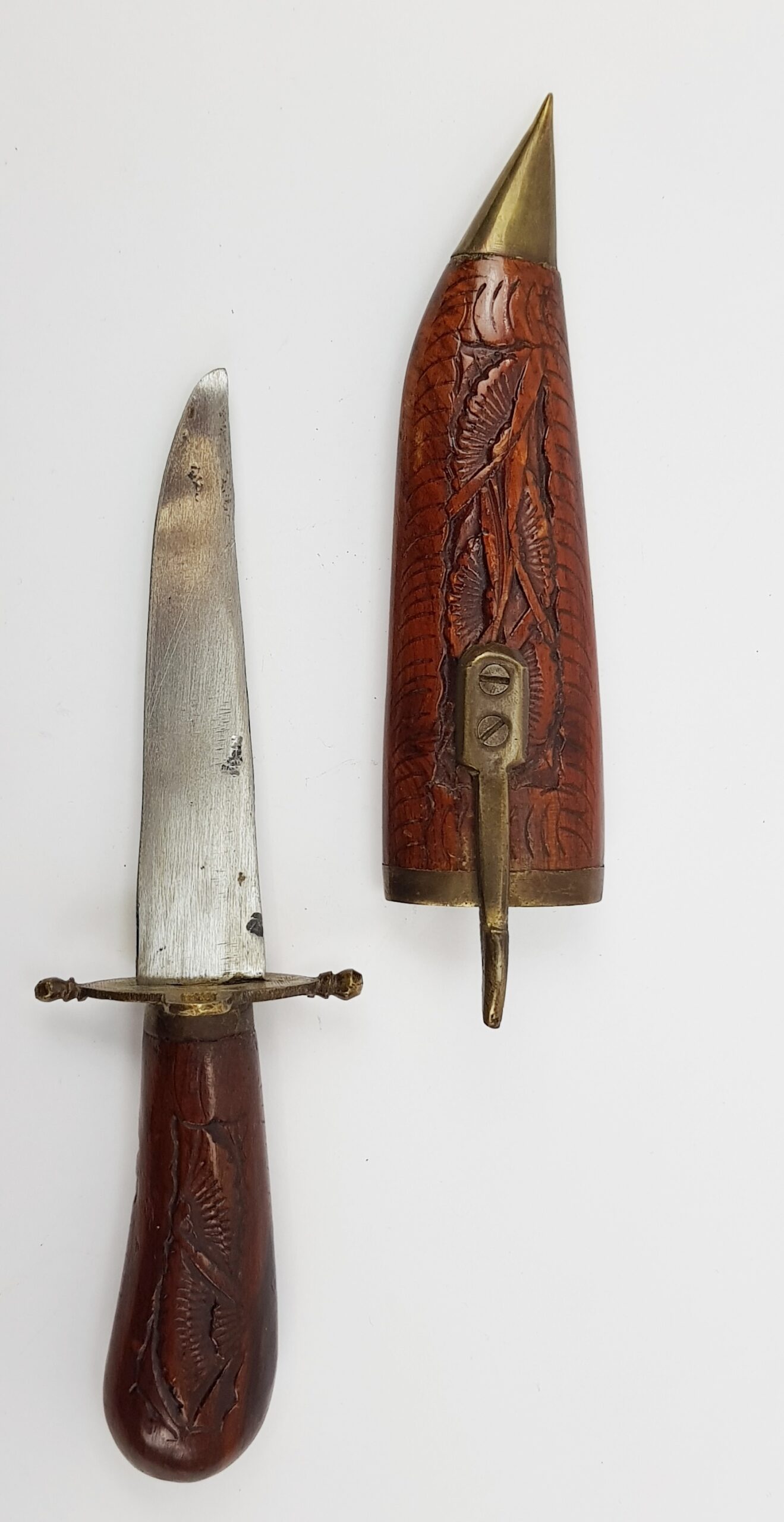 Far East Stainless Steel Hunting Knife In Wooden Scabbard - Image 2