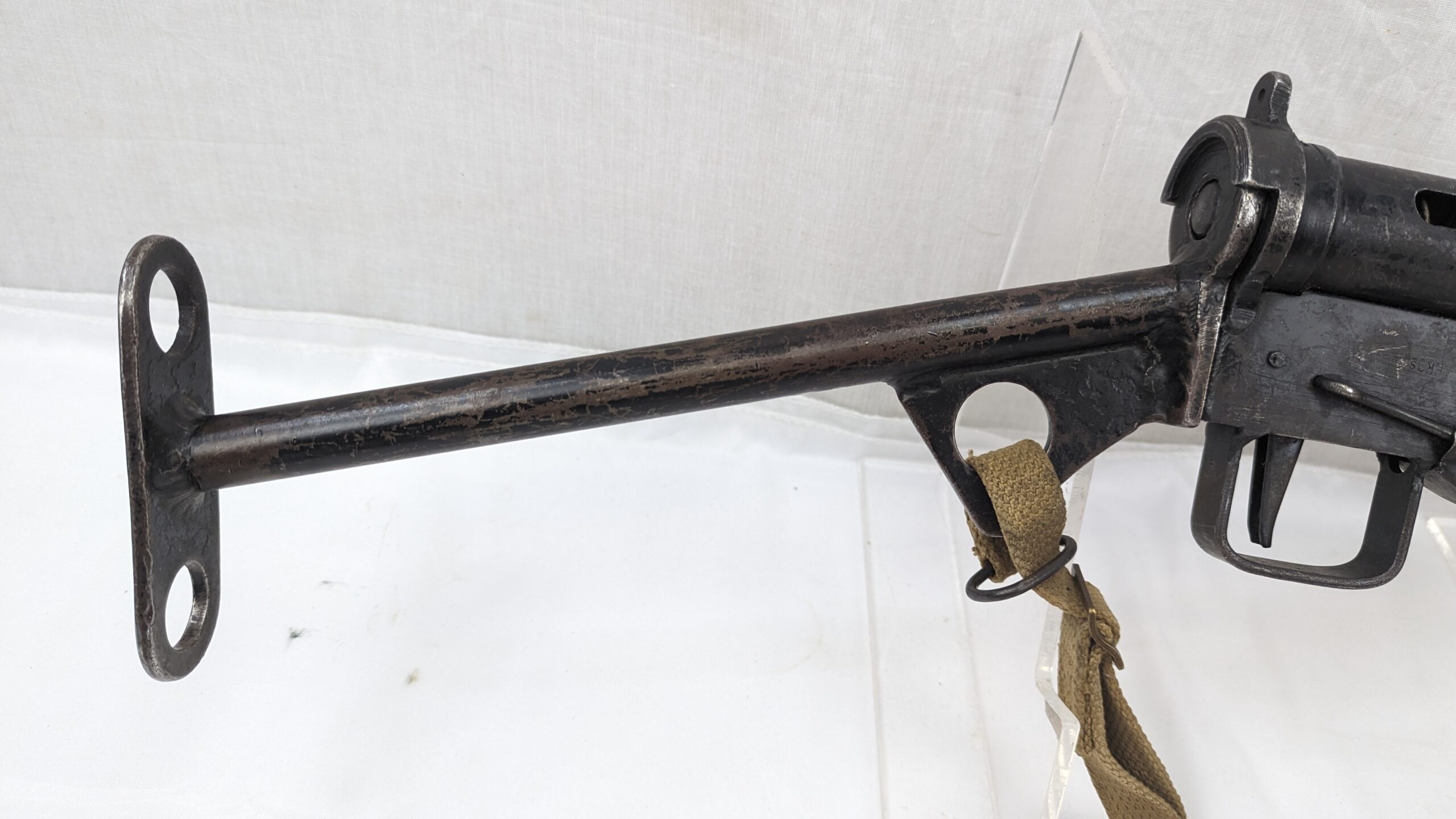 Fully Strippable WW2 British STEN MK2 SMG, Sling, 2 Spare Magazines, Speed loader and Canvas Bag - Image 12