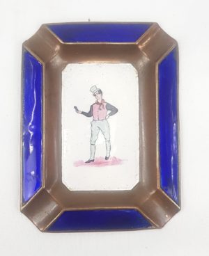 German 1920s Enamel On Copper Ashtray Of A Gentleman